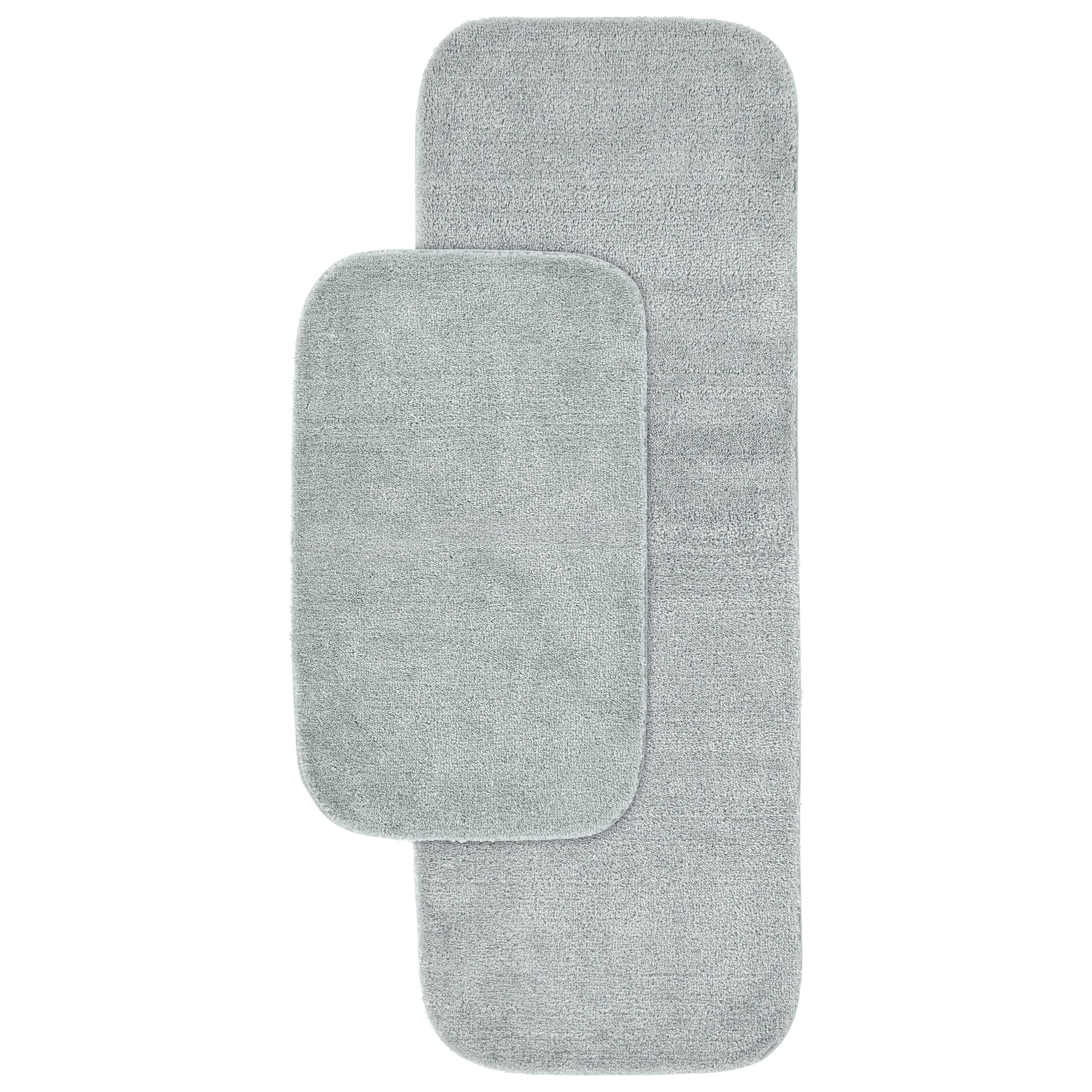 2pc Traditional Nylon Washable Bathroom Rug Set Platinum - Garland Rug: Latex Backed, Tufted Bath Mats Set