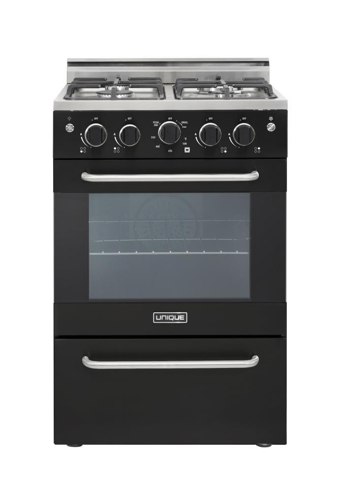 Unique Appliances Prestige 23.5" 4 burner 2.3 cu. ft. Freestanding Gas Range with Convection Oven UGP-24V PC1 B