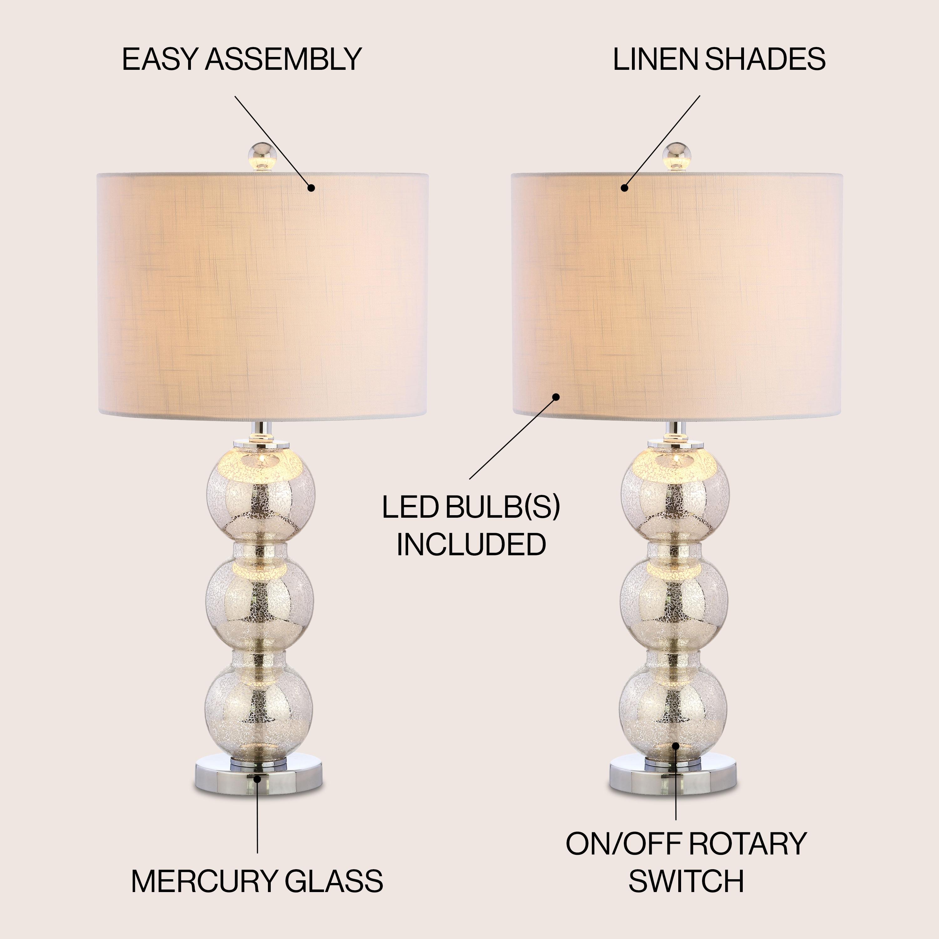 Rosdorf Park Led Table Lamps Set Of 2 - Contemporary Triple Glass Sphere Design, Mercury Silver/Chrome Finish