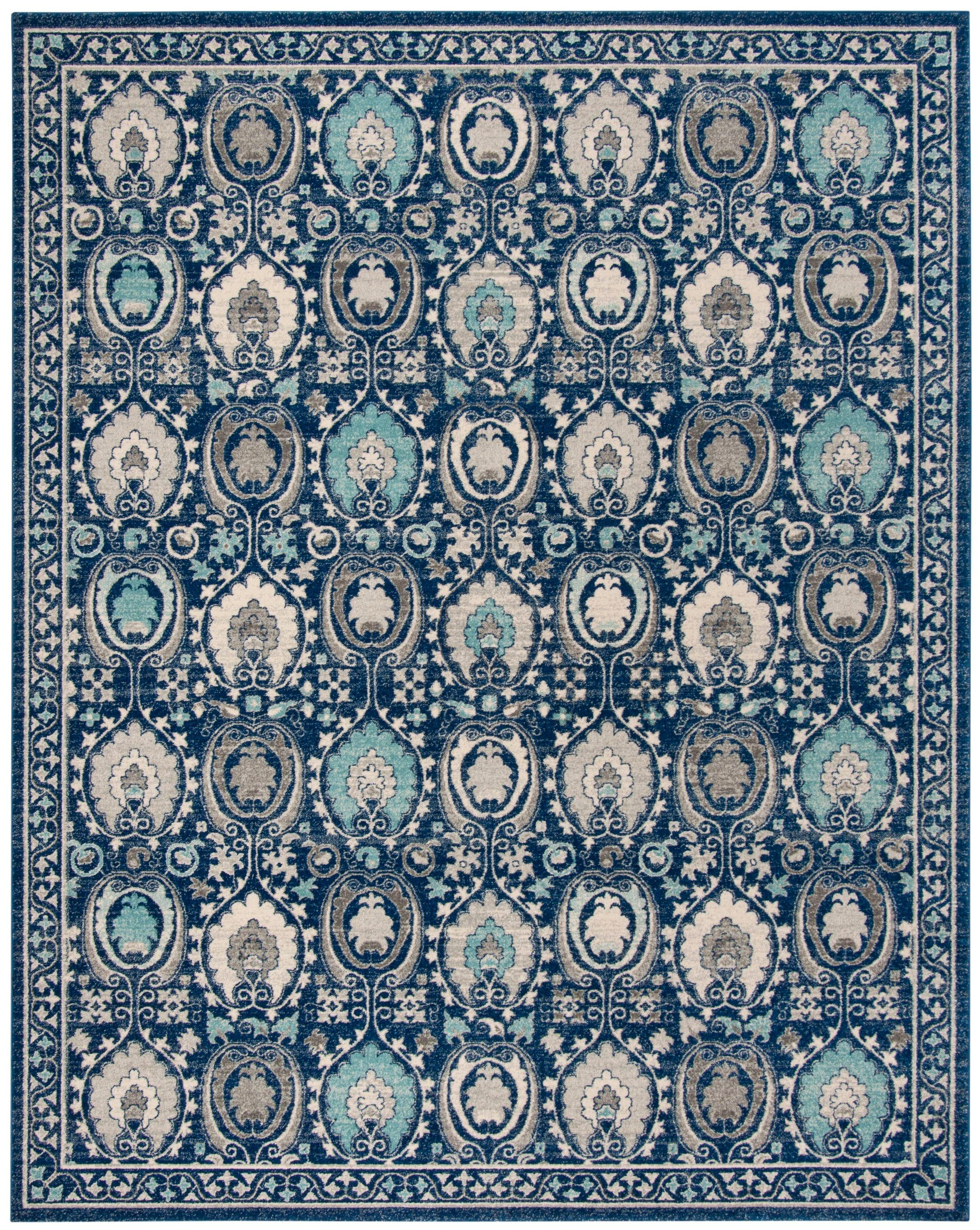 Evoke EVK251 Power Loomed Area Rug - Blue/Ivory - 11'x15' - Safavieh.