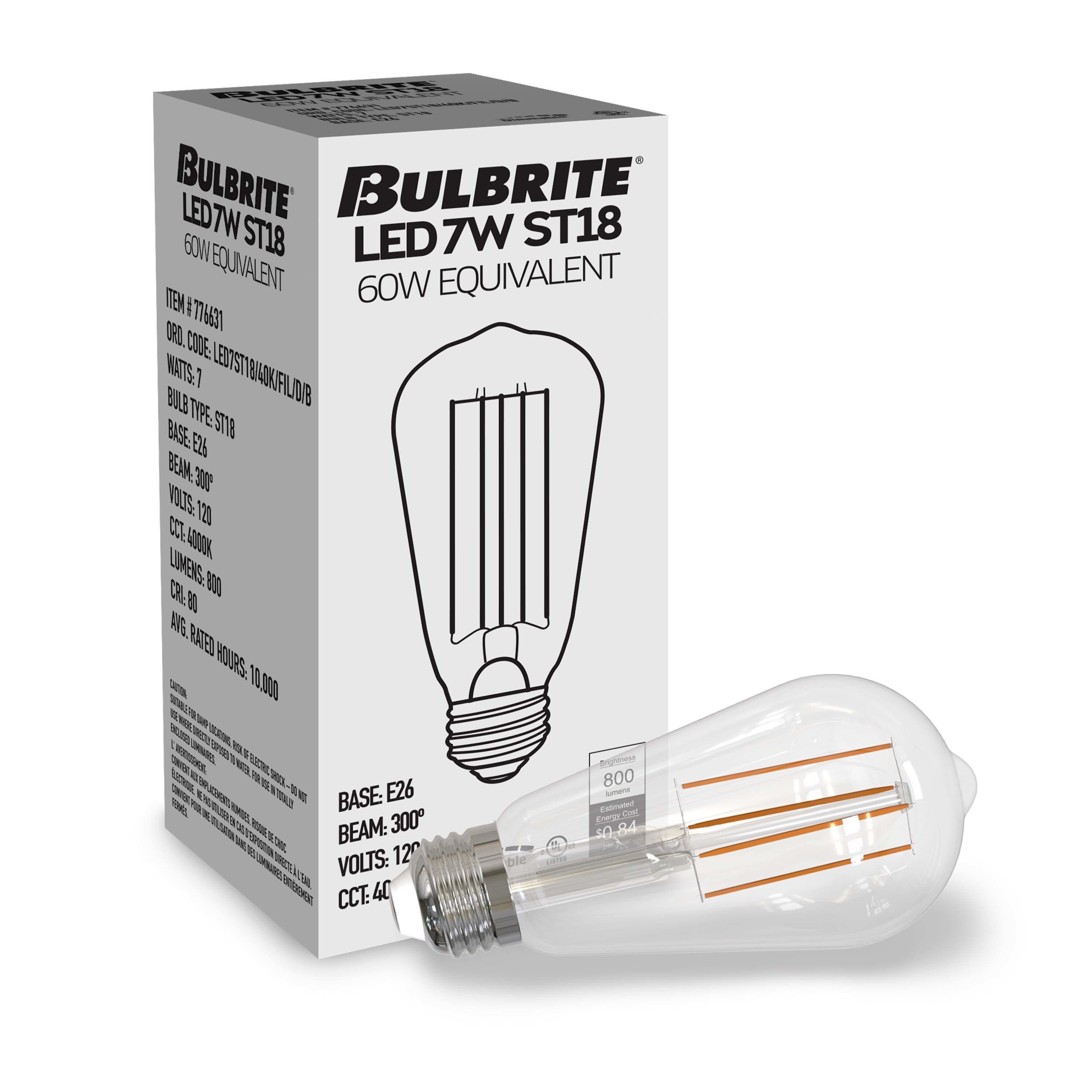 7 Watt (60 Watt Equivalent), ST18 LED, Dimmable Light Bulb, Cool White E26/Medium (Standard) Base. (Set of 8))