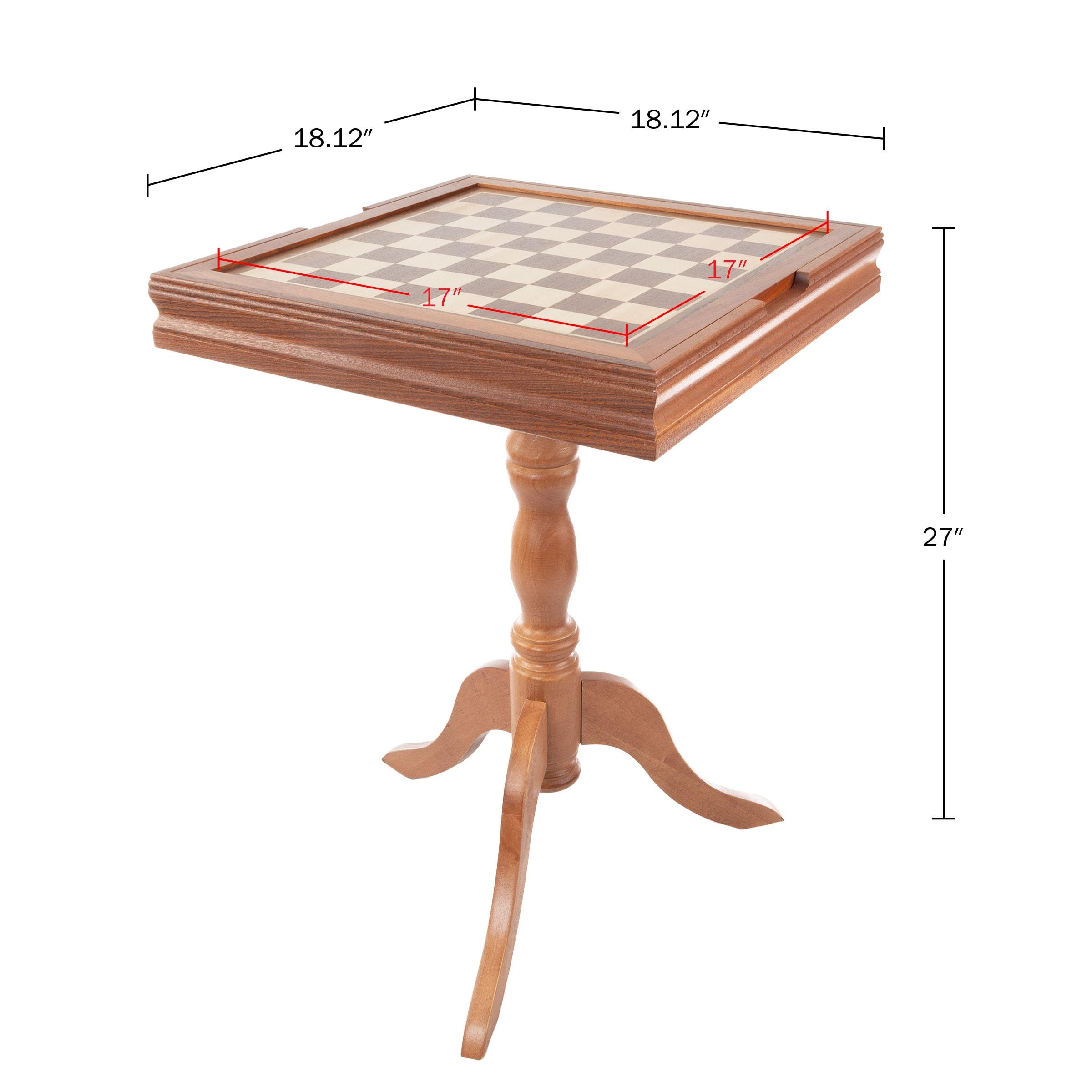 Toy Time Chess and Backgammon Pedestal End Table - Brown