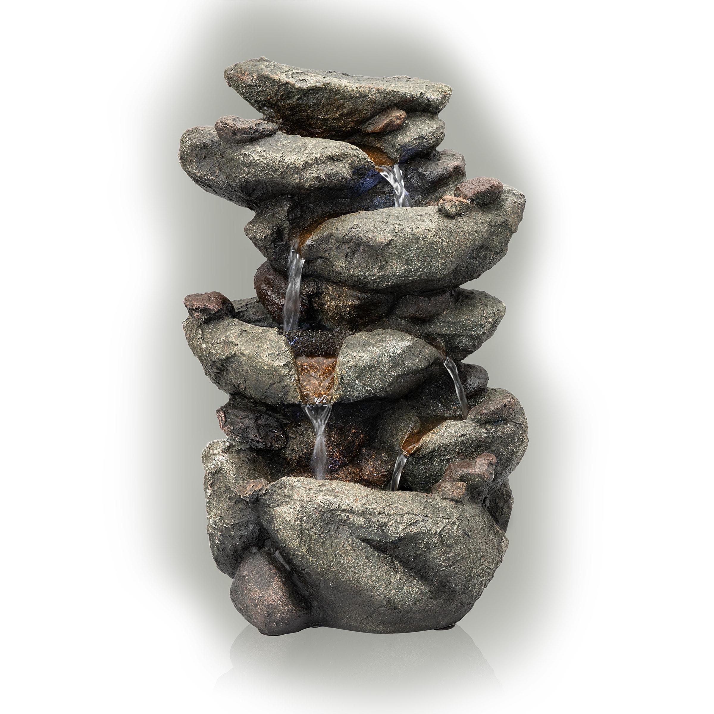 Rainforest Rock Resin Fountain With LED Light - Alpine Corporation