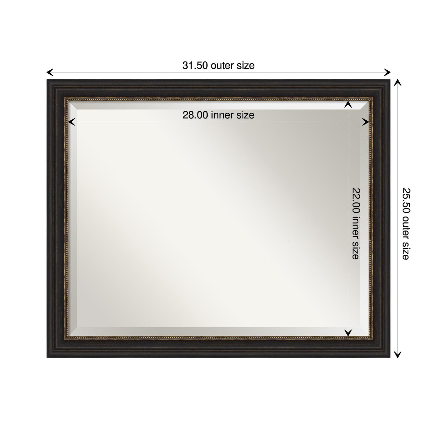 Amanti Art Beveled Bathroom Wall Mirror - Accent Bronze Narrow Frame Outer Size: 32 x 26 in