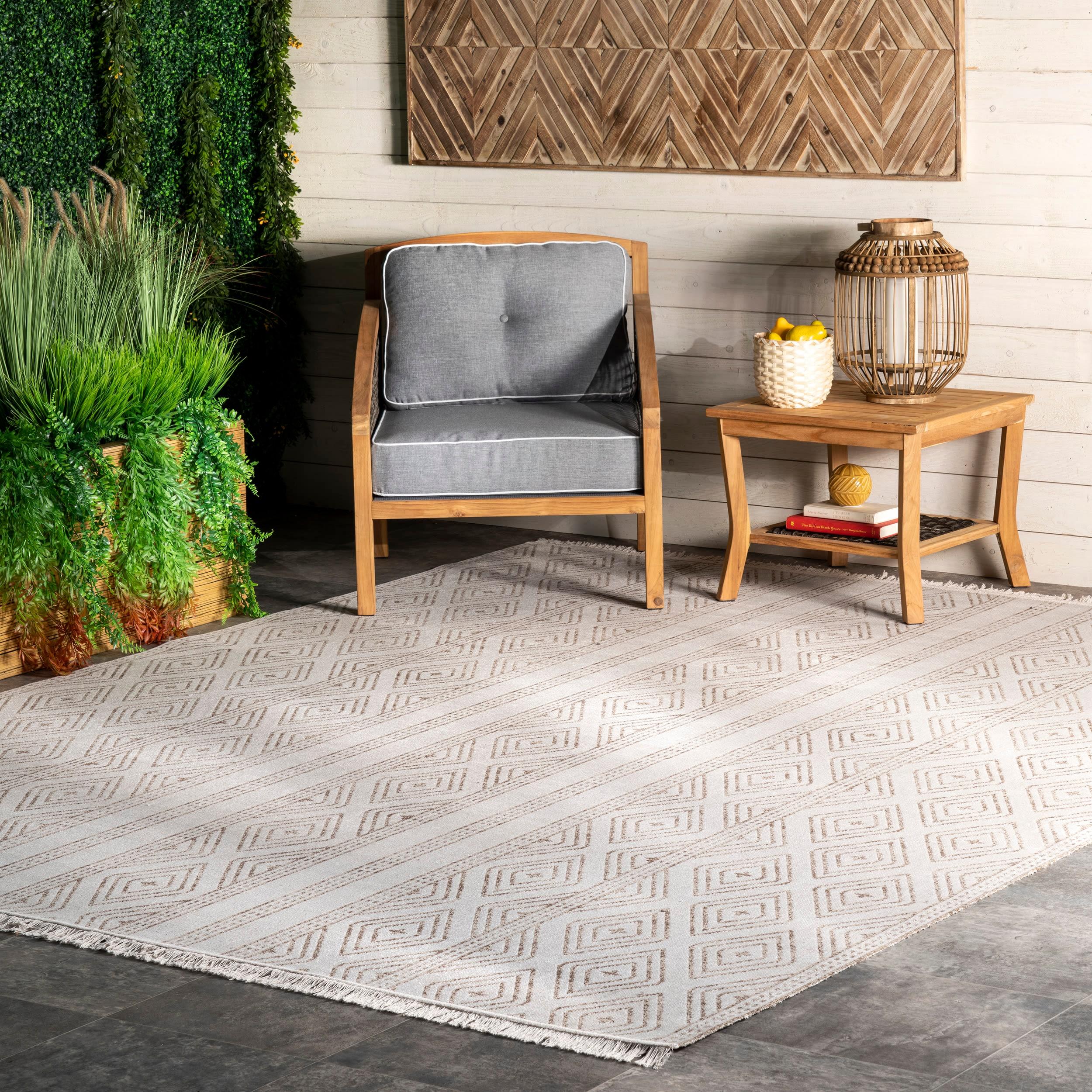 Nuloom Indoor and Outdoor Striped Miriam Area Rug, 3' x 5', Beige