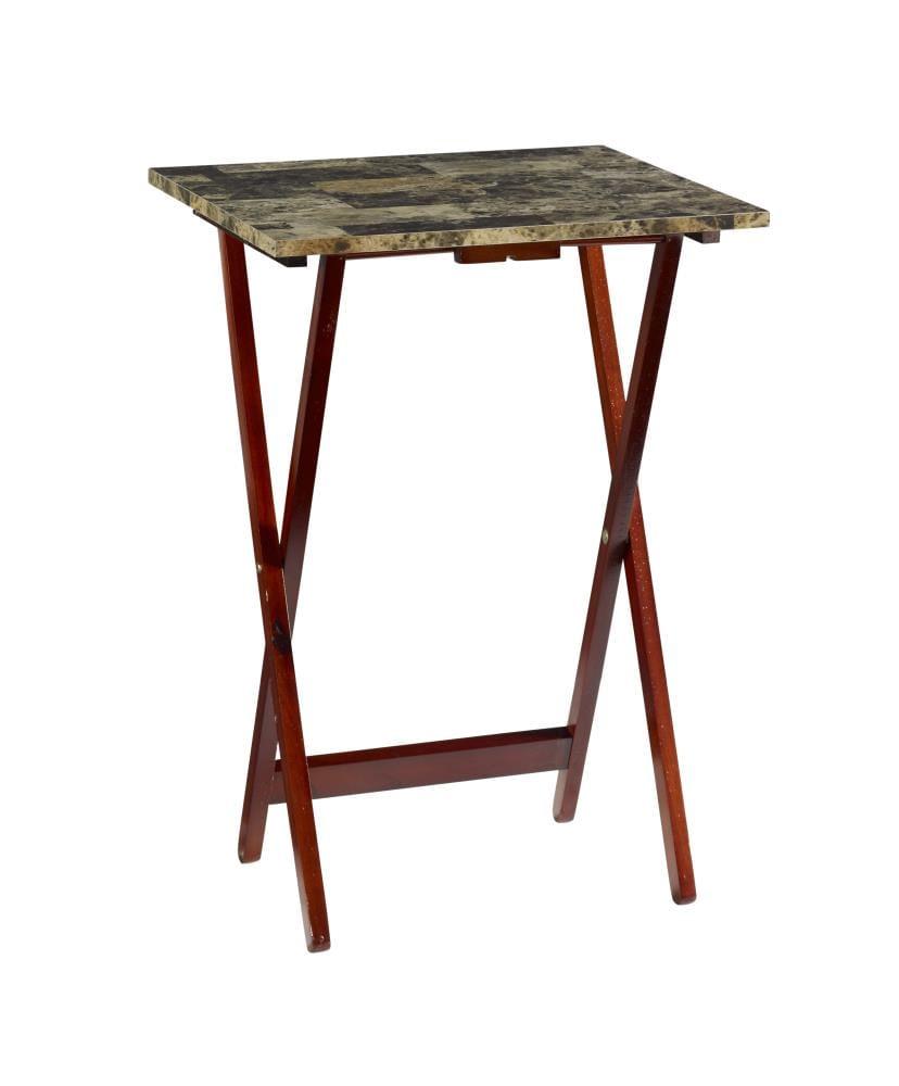 LeCeleBee Home Decor Tray Table Set, Faux Marble, Brown