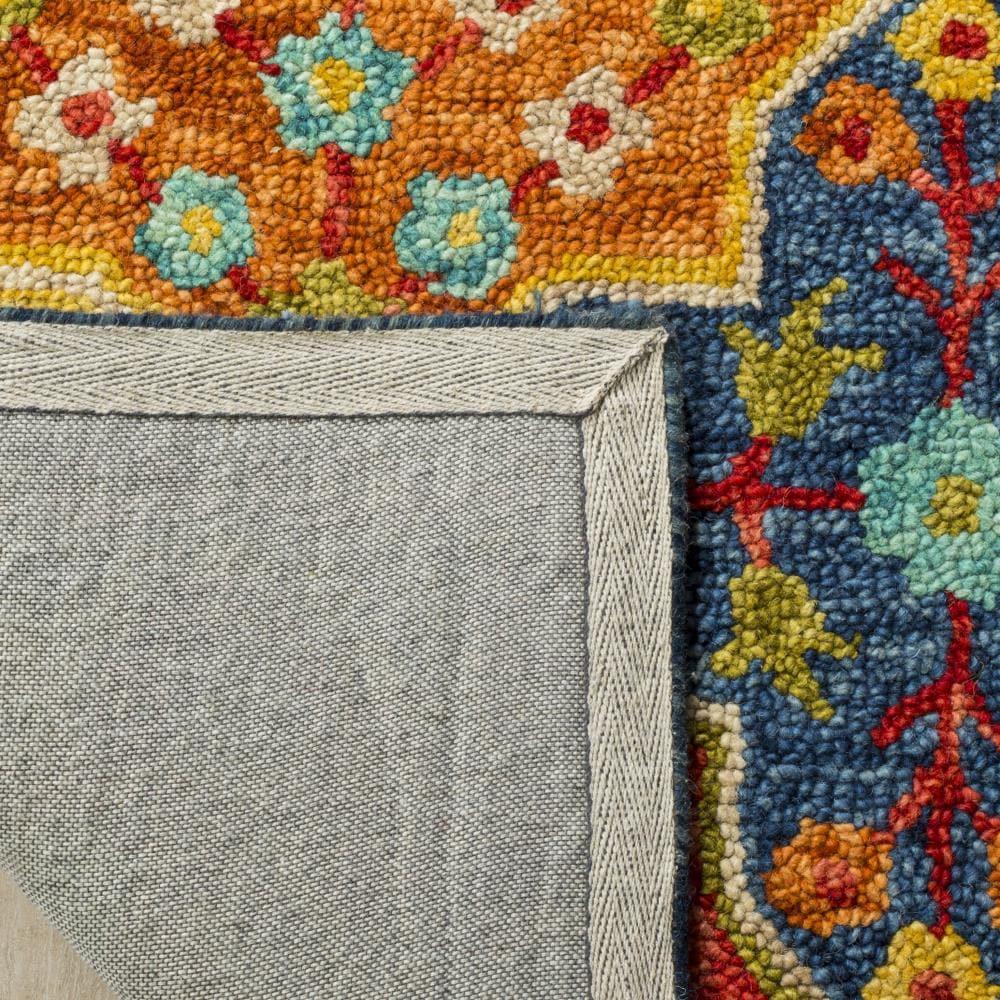 Aspen APN514 Hand Tufted Area Rug - Blue/Orange - 7' X 7' Round - Safavieh.