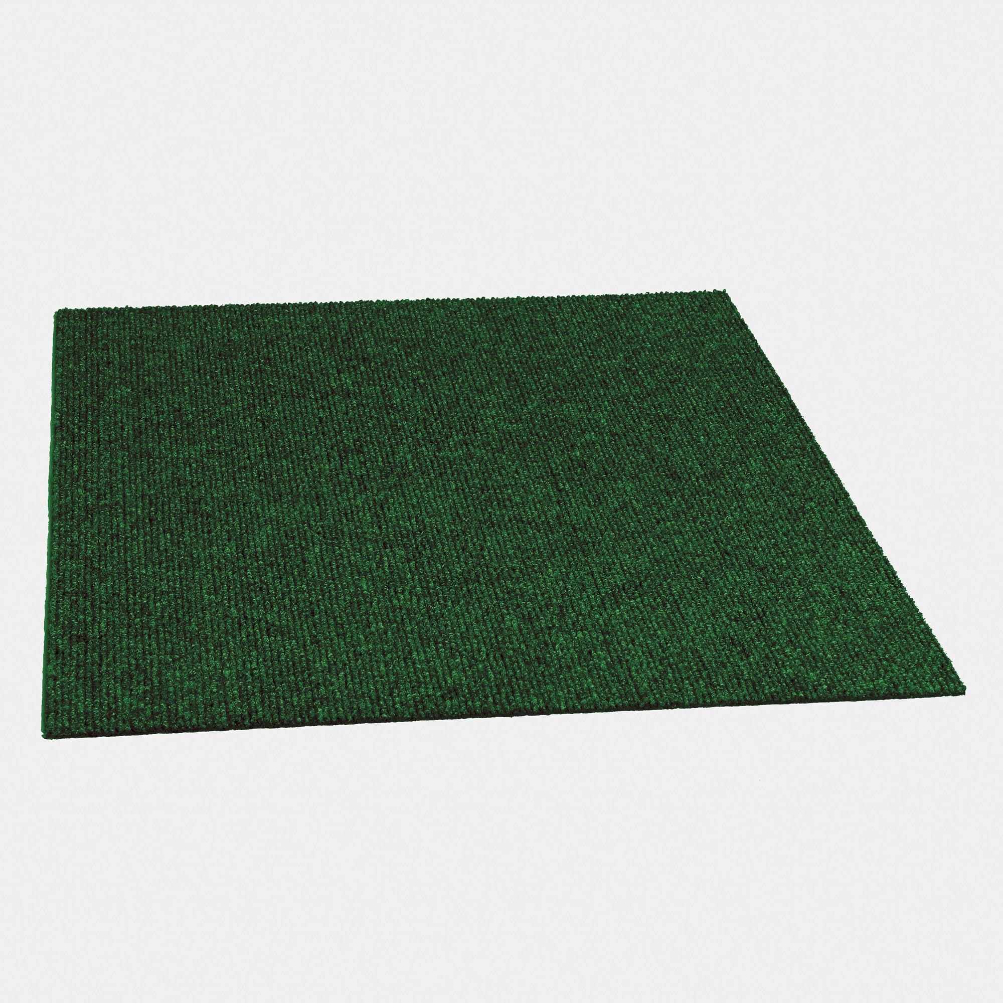 18" 16pk Rib Carpet Tiles Green - Foss Floors: Easy Install, Indoor/Outdoor, Pet-Friendly