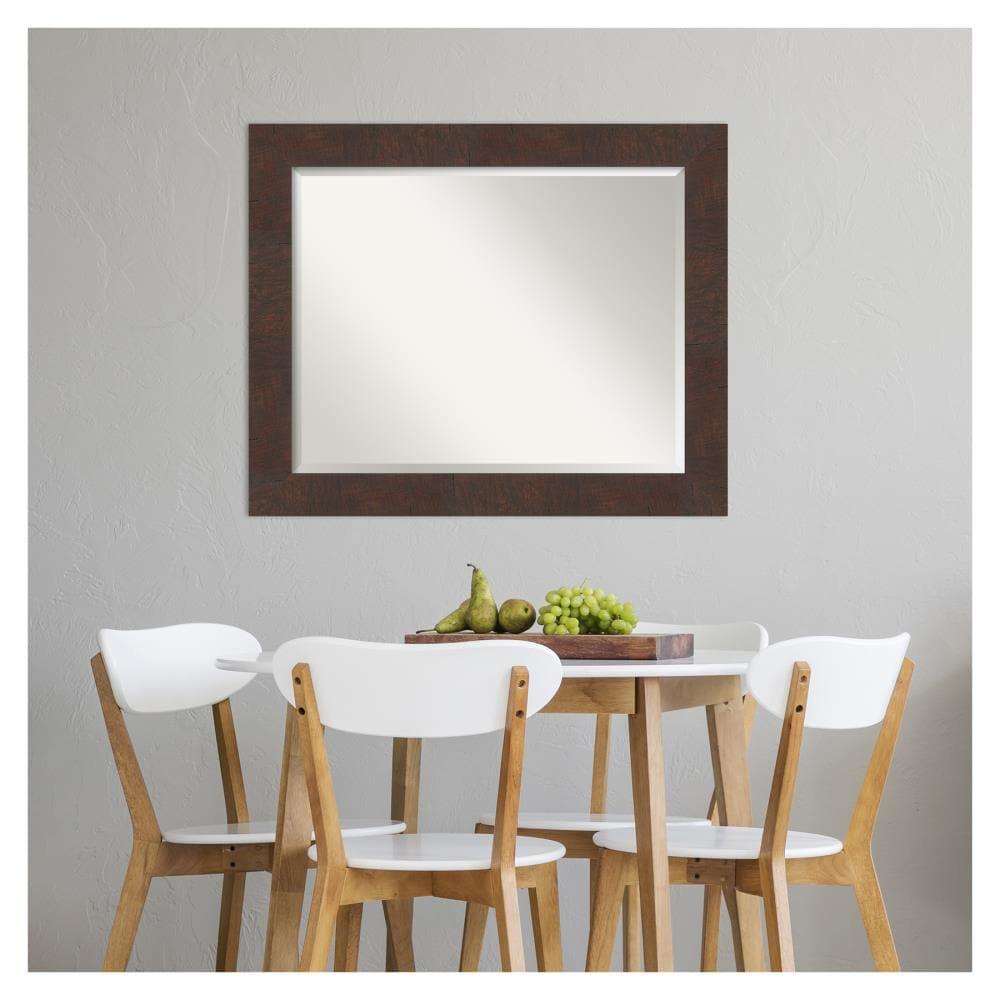 Amanti Art Beveled Bathroom Wall Mirror - Wildwood Brown Frame Wildwood Brown Outer Size: 33 x 27 in