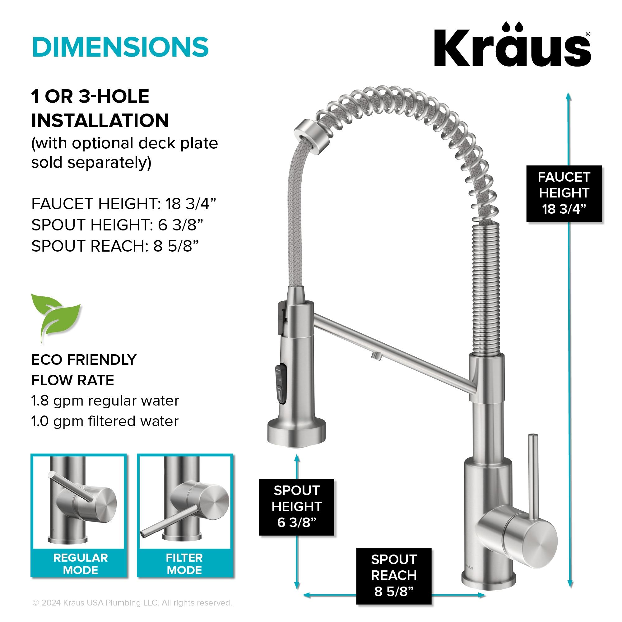 KRAUS Bolden 2-in-1 Commercial Style Pull-Down Single Handle Water Filter Kitchen Faucet for Reverse Osmosis or Water Filtration System in Spot Free Stainless Steel