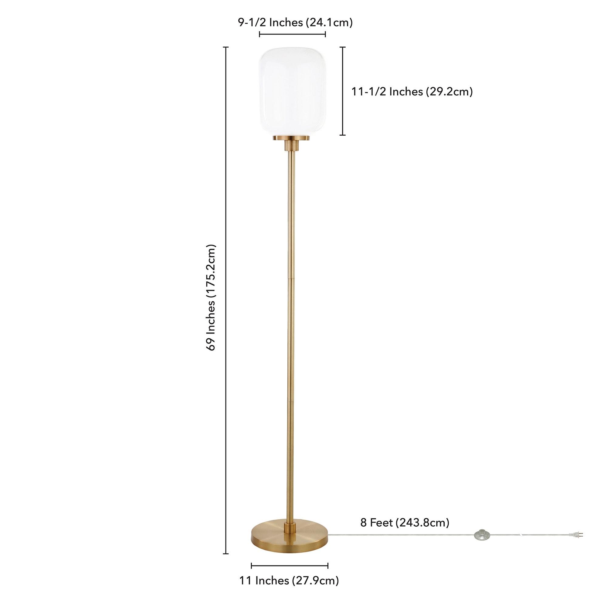 Evelyn&Zoe Agnolo Modern Farmhouse Metal Torchiere Floor Lamp, Brass