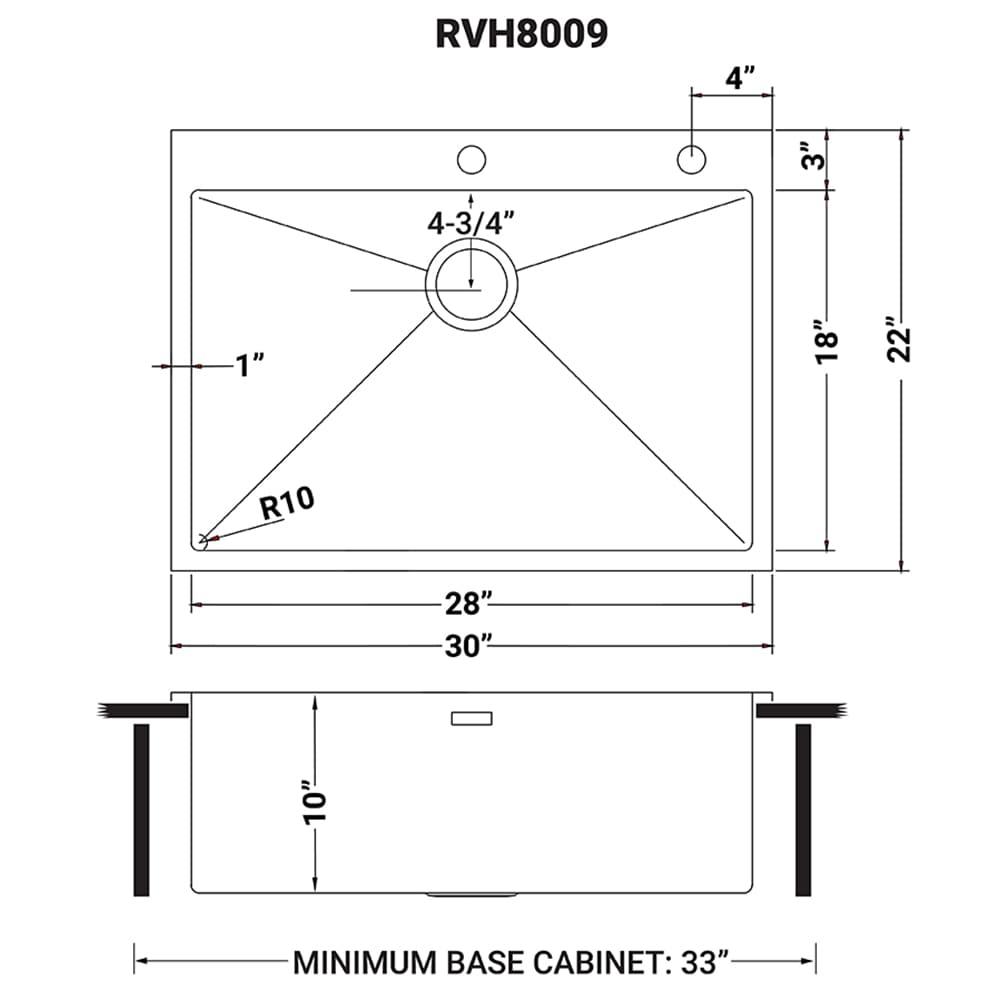 Ruvati 30 x 22 inch Drop-in Topmount Stainless Steel Rounded Corners Kitchen Sink Single Bowl