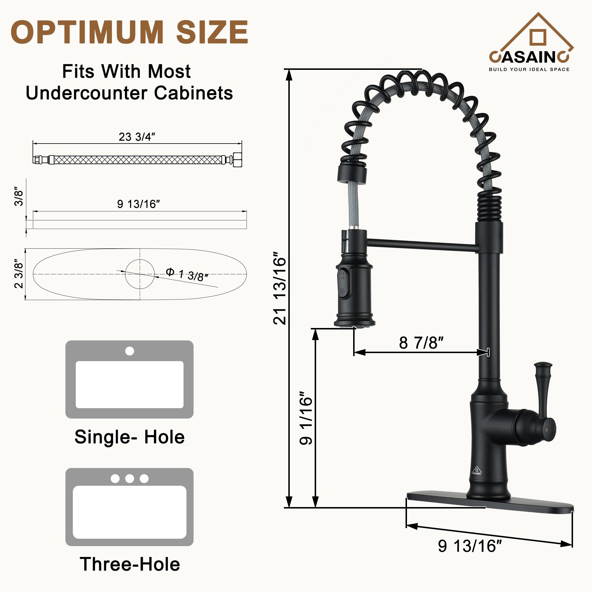 CASAINC Single-Handle Spring Pull-Down Kitchen Faucet Single Hole Faucet 1.8 GPM