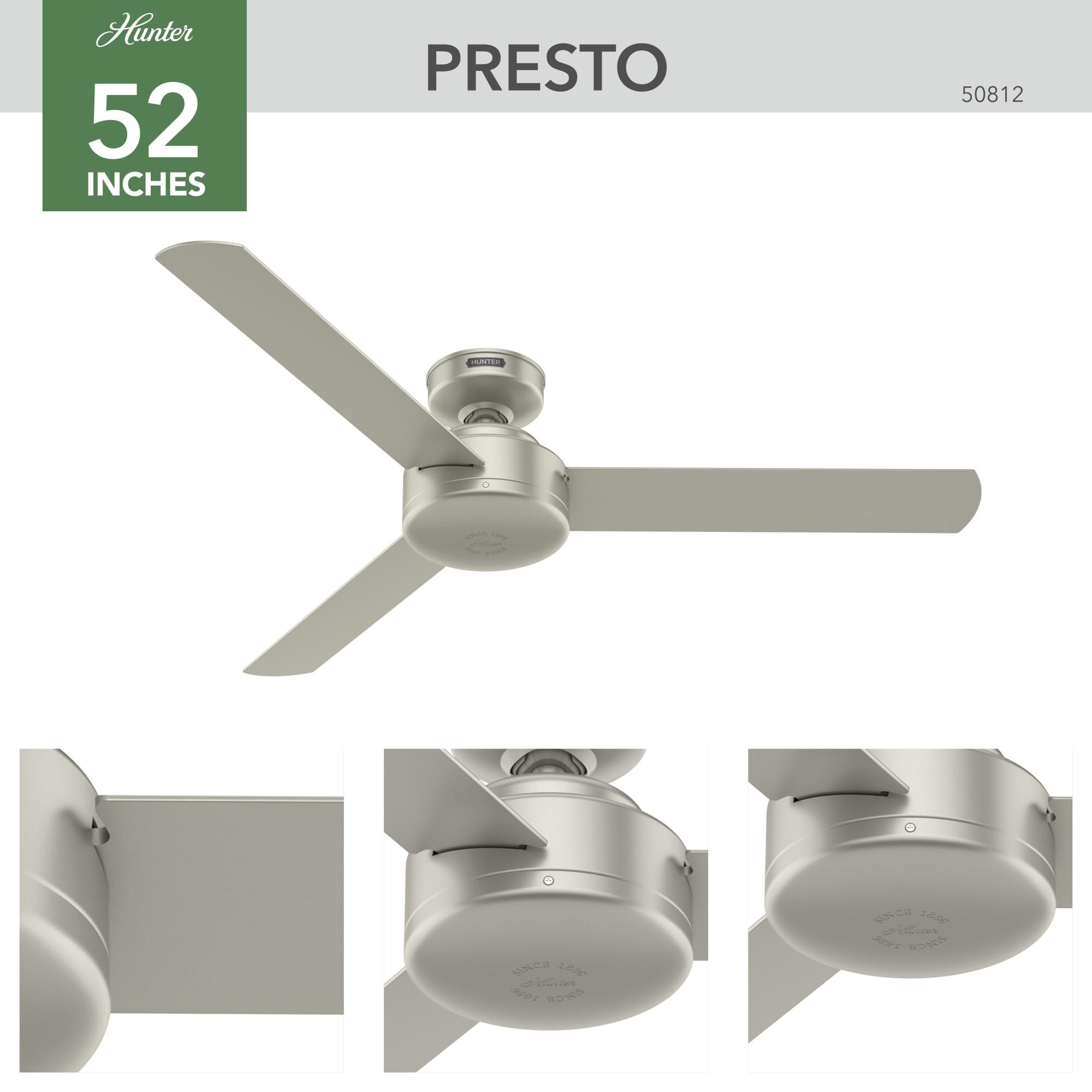 Presto 52" Presto 3 - Blade Standard Ceiling Fan with Wall Control