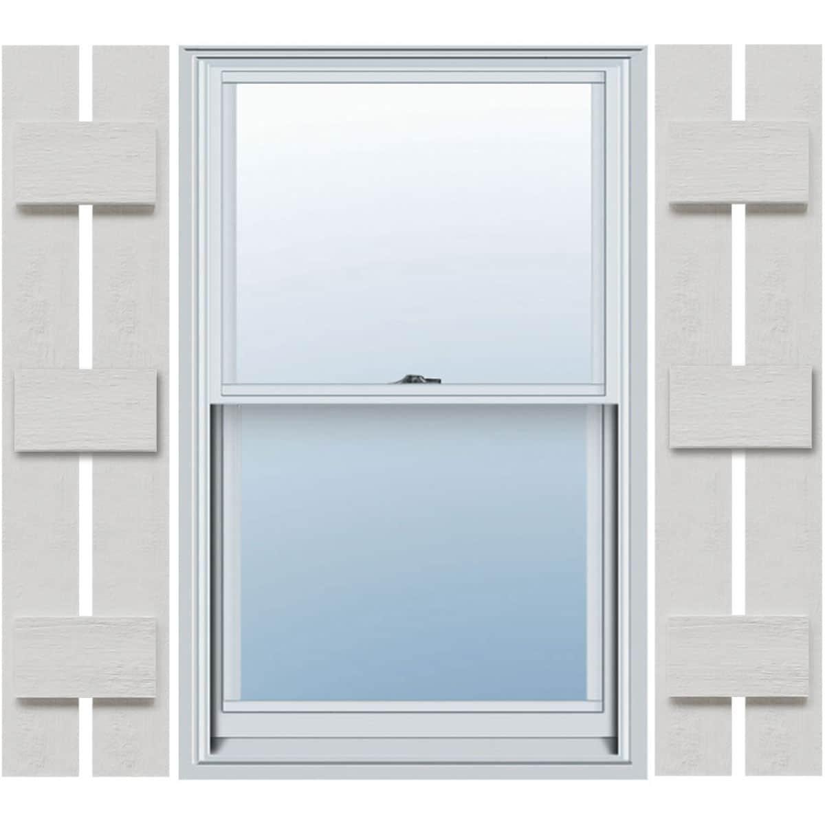 Ekena Millwork Timberthane Faux Rustic Spaced Board-n-Batten Faux Wood Shutters