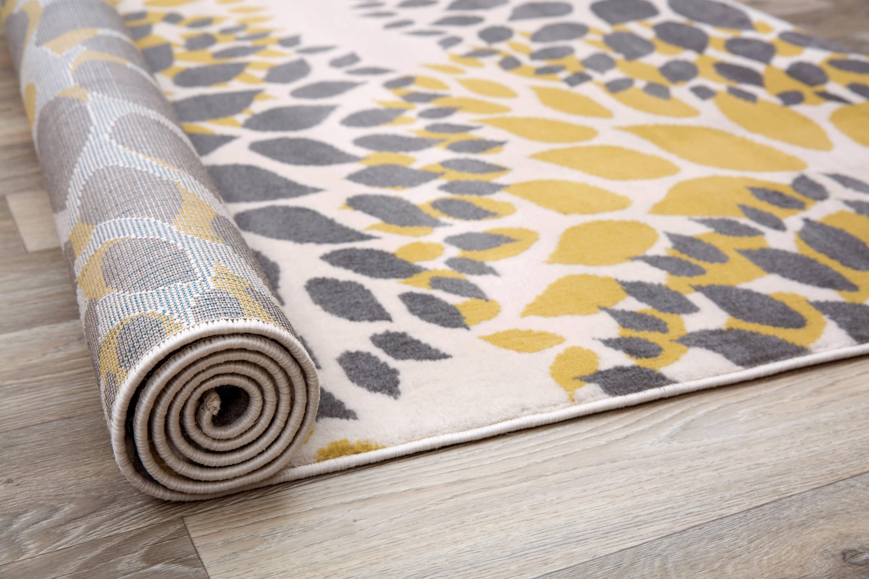World Rug Gallery Modern Floral Circles Yellow 7'6" x 9'5" Area Rug