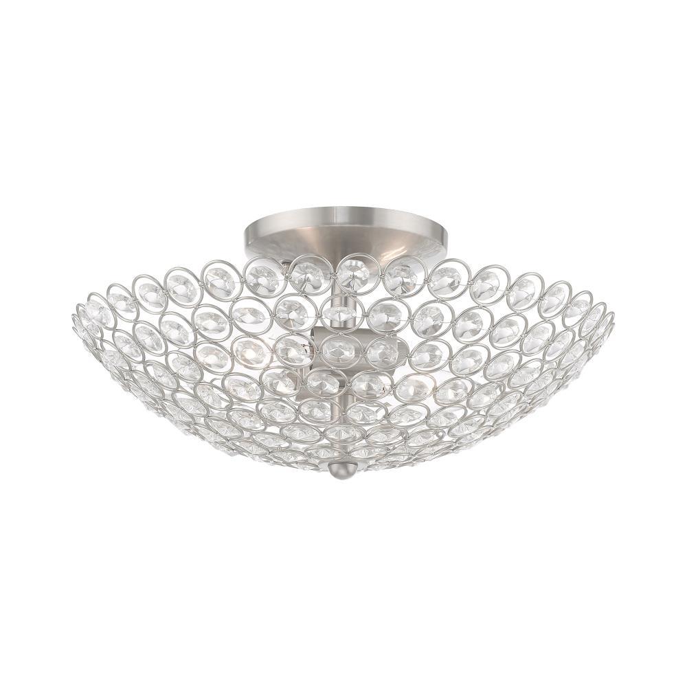 Livex Lighting Cassandra 2 - Light Semi-Flush Mount in  Brushed Nickel