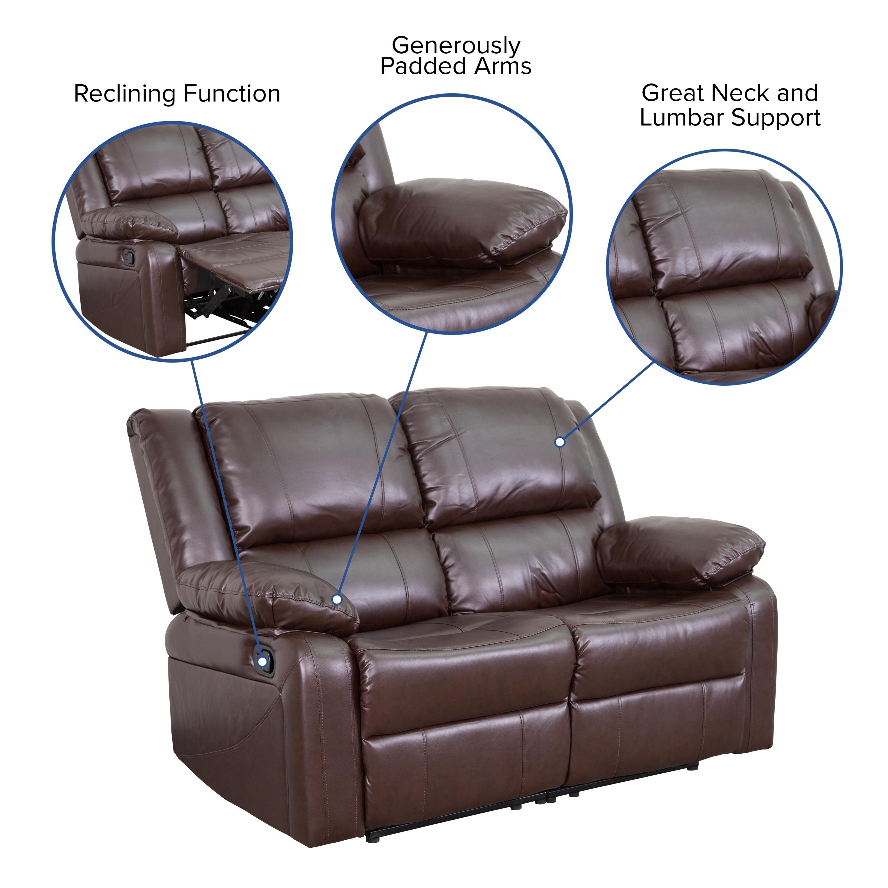 Flash Furniture Harmony Series Brown LeatherSoft Loveseat with Two Built-In Recliners