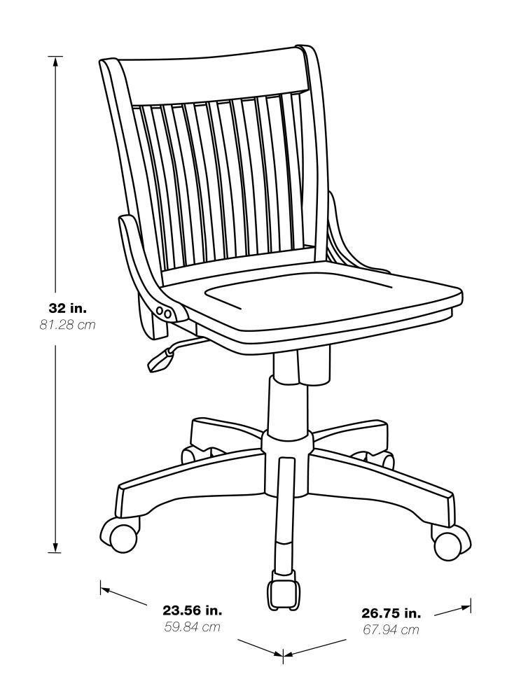 OSP Deluxe Armless Wood Bankers Chair with Wood Seat, Antique White