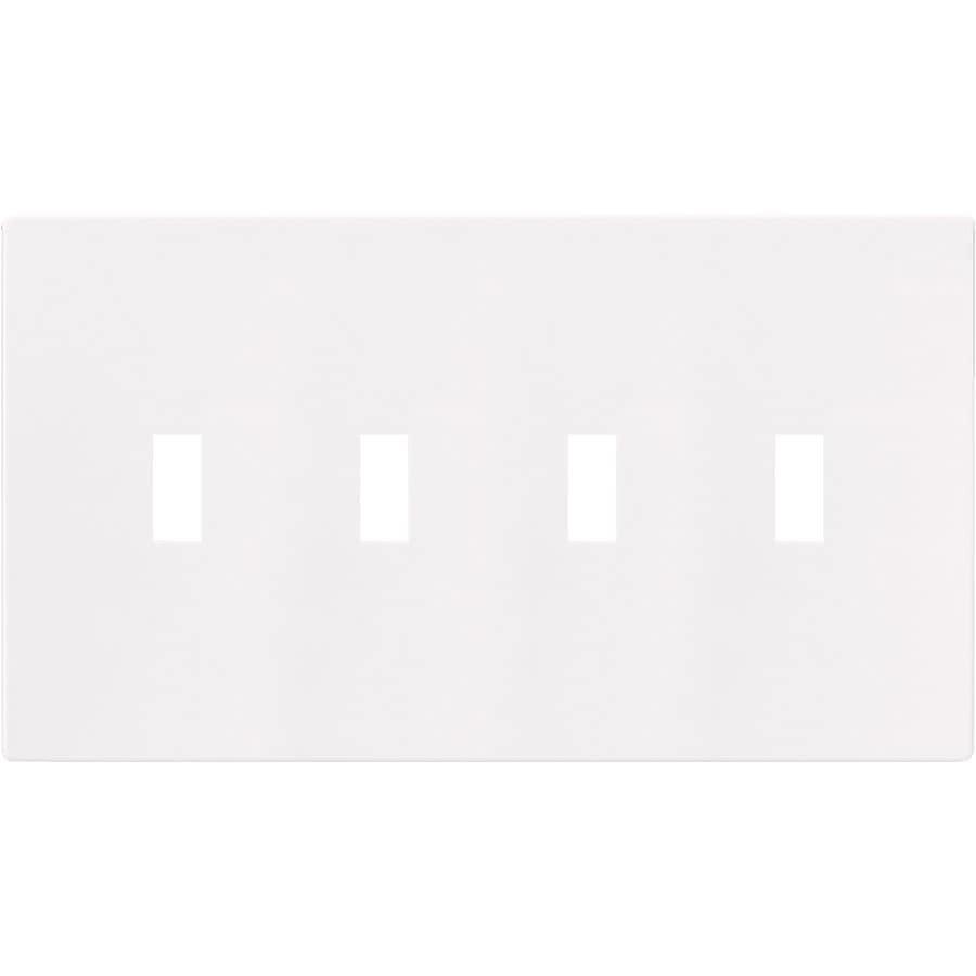 White Polycarbonate 4-Gang Screwless Toggle Switch Wall Plate