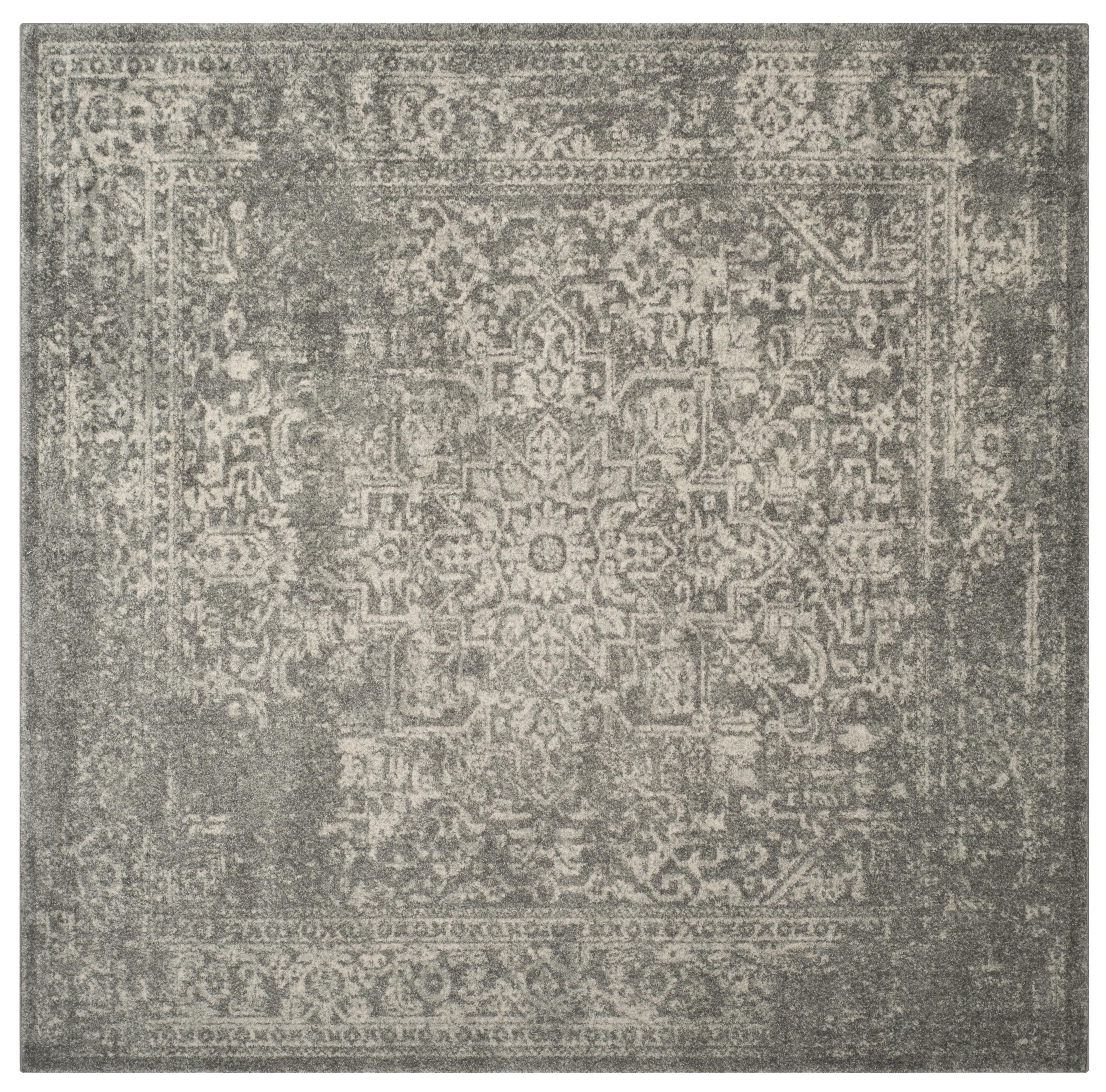 Evoke EVK256 Power Loomed Area Rug - Silver/Ivory - 9'x9' - Safavieh.