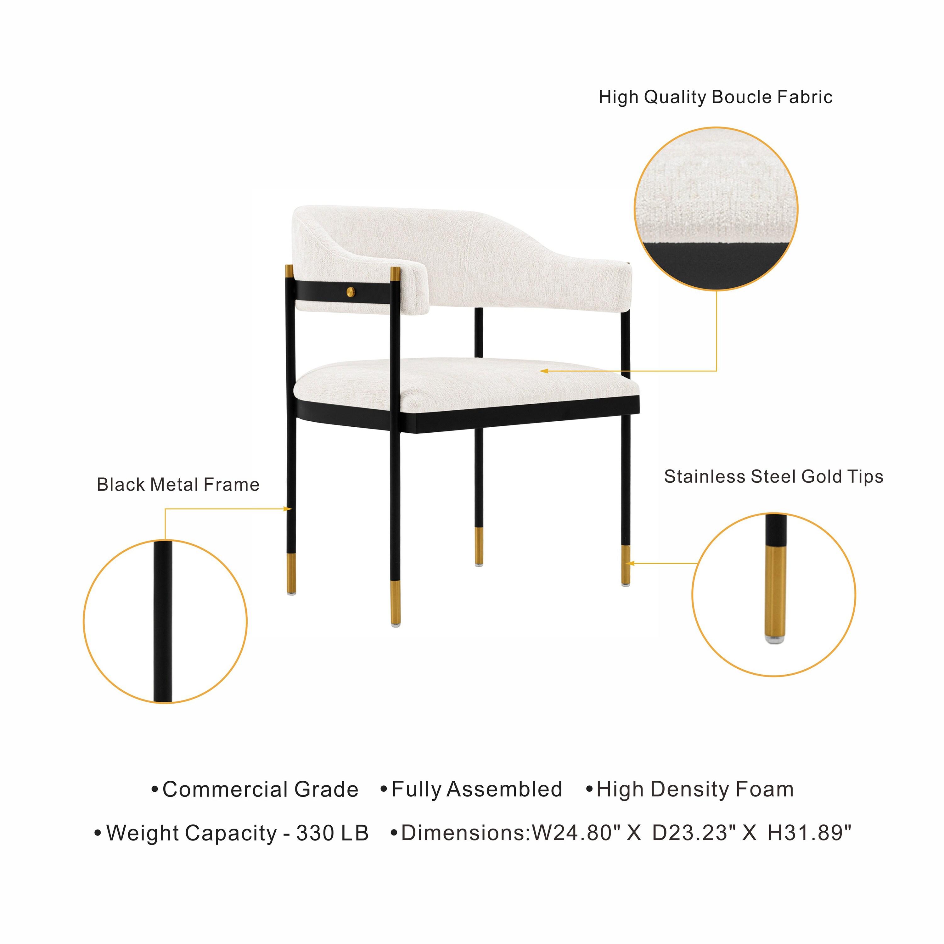 Lia Modern Boucle Upholstered Dining Armchair Cream - Manhattan Comfort