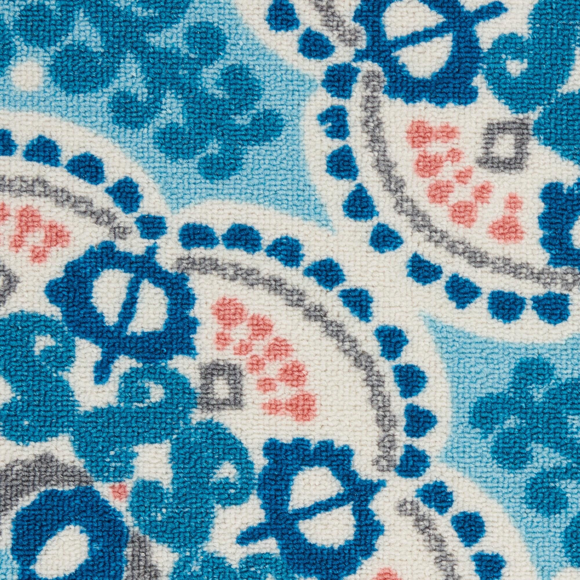 Floral Blue Outdoor Area Rug