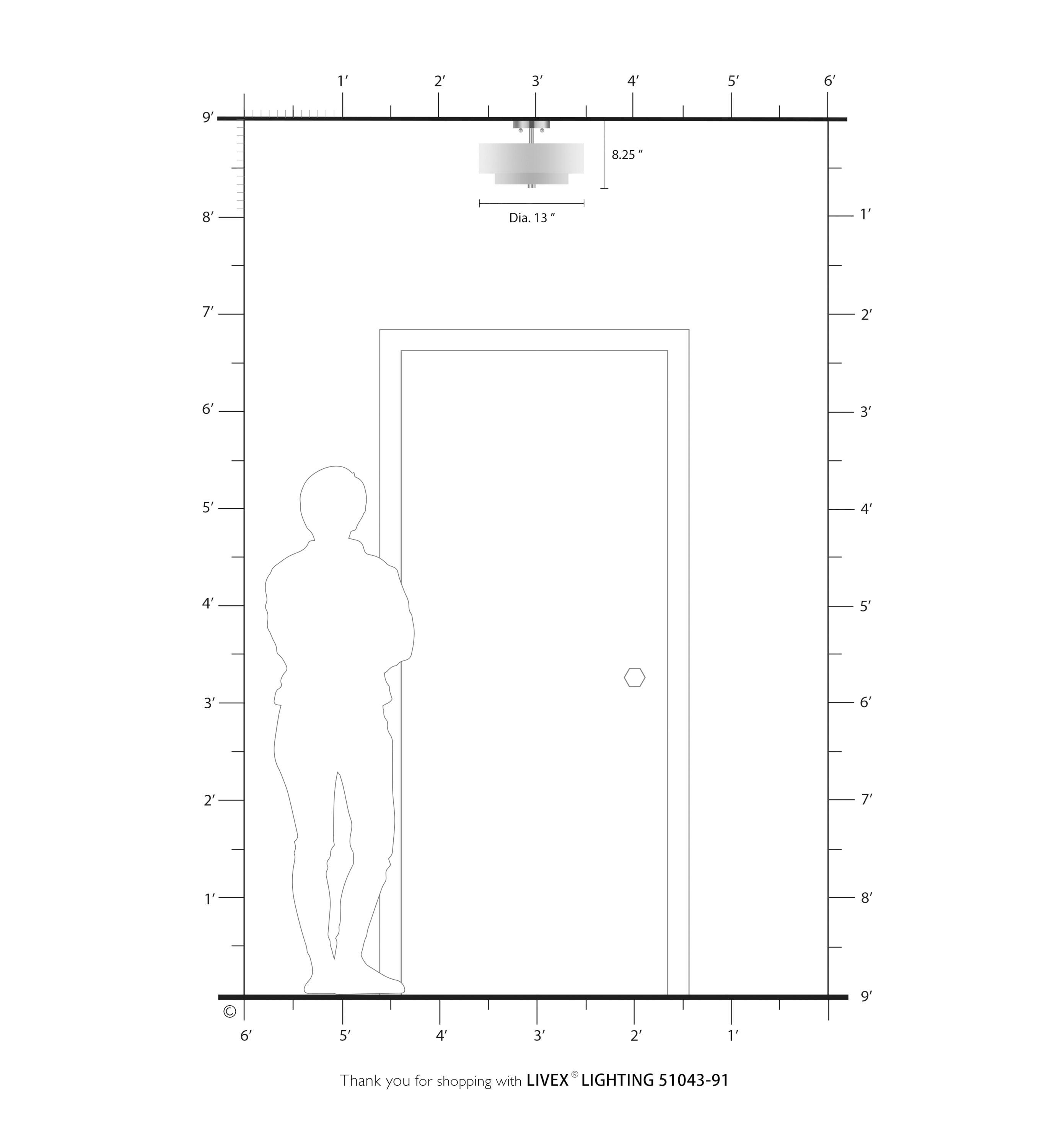 Livex Lighting Claremont 2 - Light Semi-Flush Mount in  Brushed Nickel