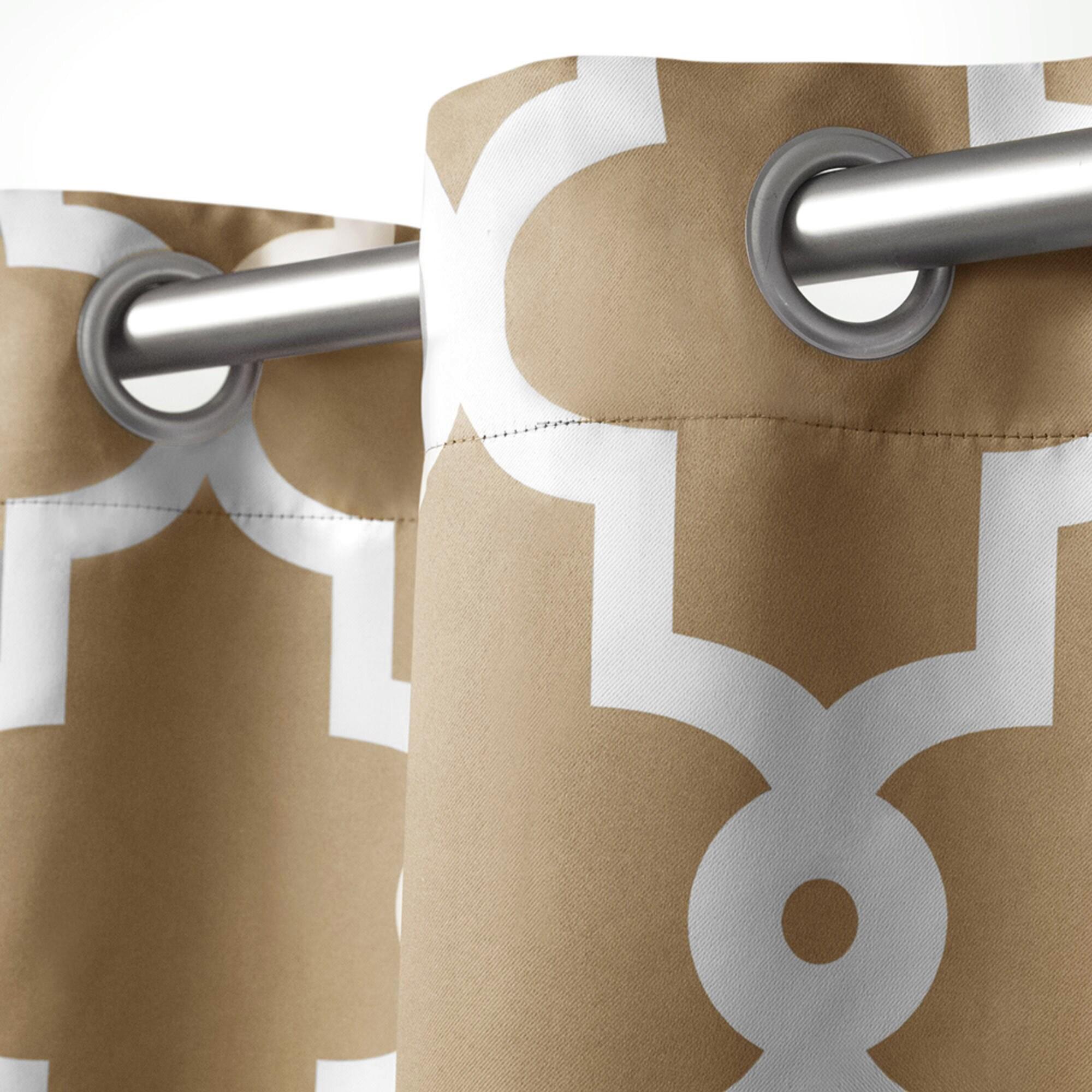 TOWN & COUNTRY EVERYDAY Ironwork Geo Trellis Sateen Indoor Curtains, Room Darkening Blackout, Grommet Top, Energy Efficient, 2-Pack Set, 52"x108", Taupe