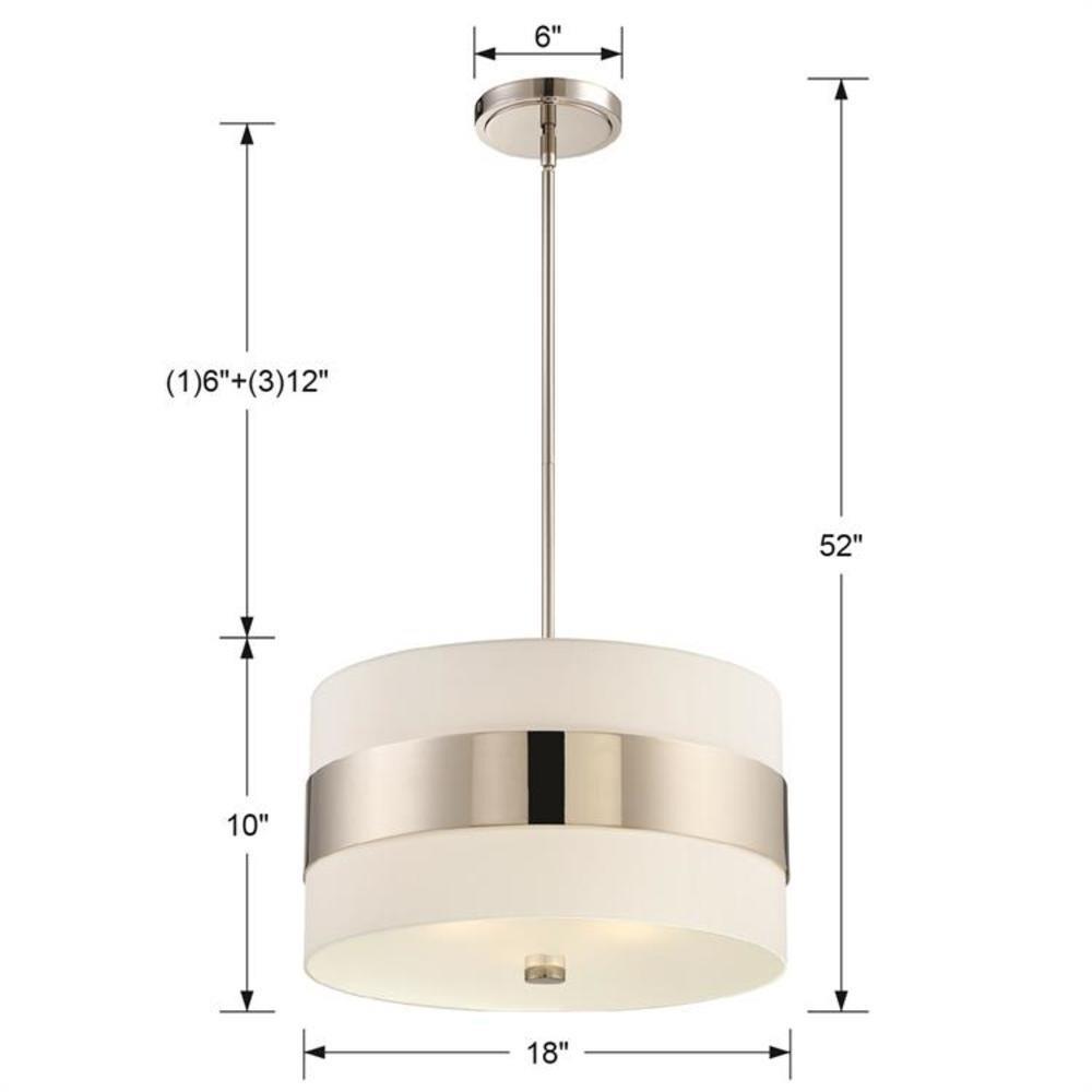 Crystorama Lighting Grayson 3 - Light Pendant in  Polished Nickel