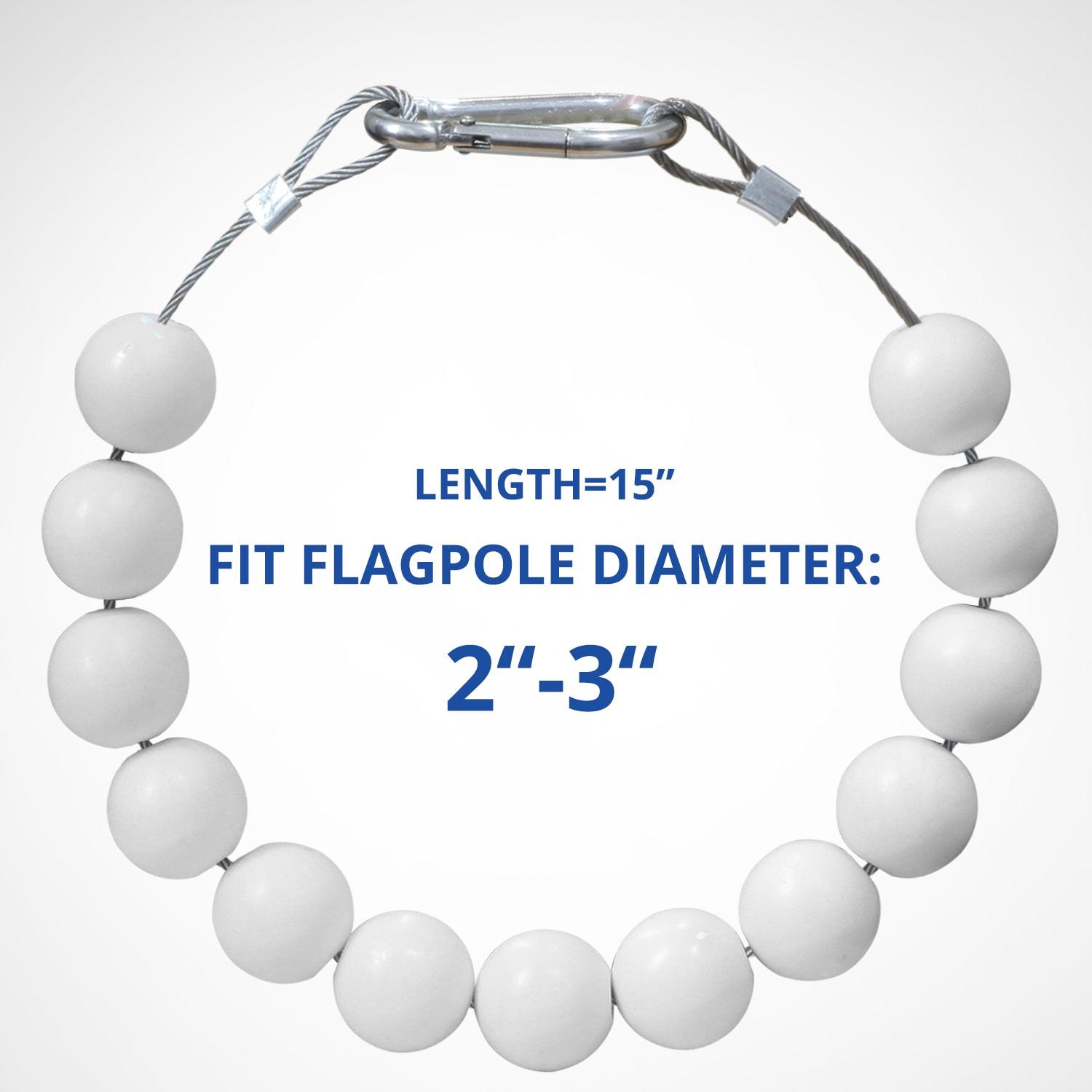 Anley Flagpole Accessories - Beaded Flag Flagpole Retainer Ring for Both Internal & External Halyard Flagpole - For 2 to 3 Inch Diameter Pole
