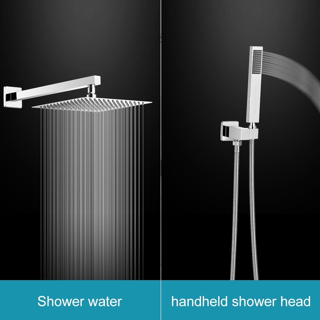 Single Handle 2-Spray Square High Pressure Shower Faucet with 16" Shower Head