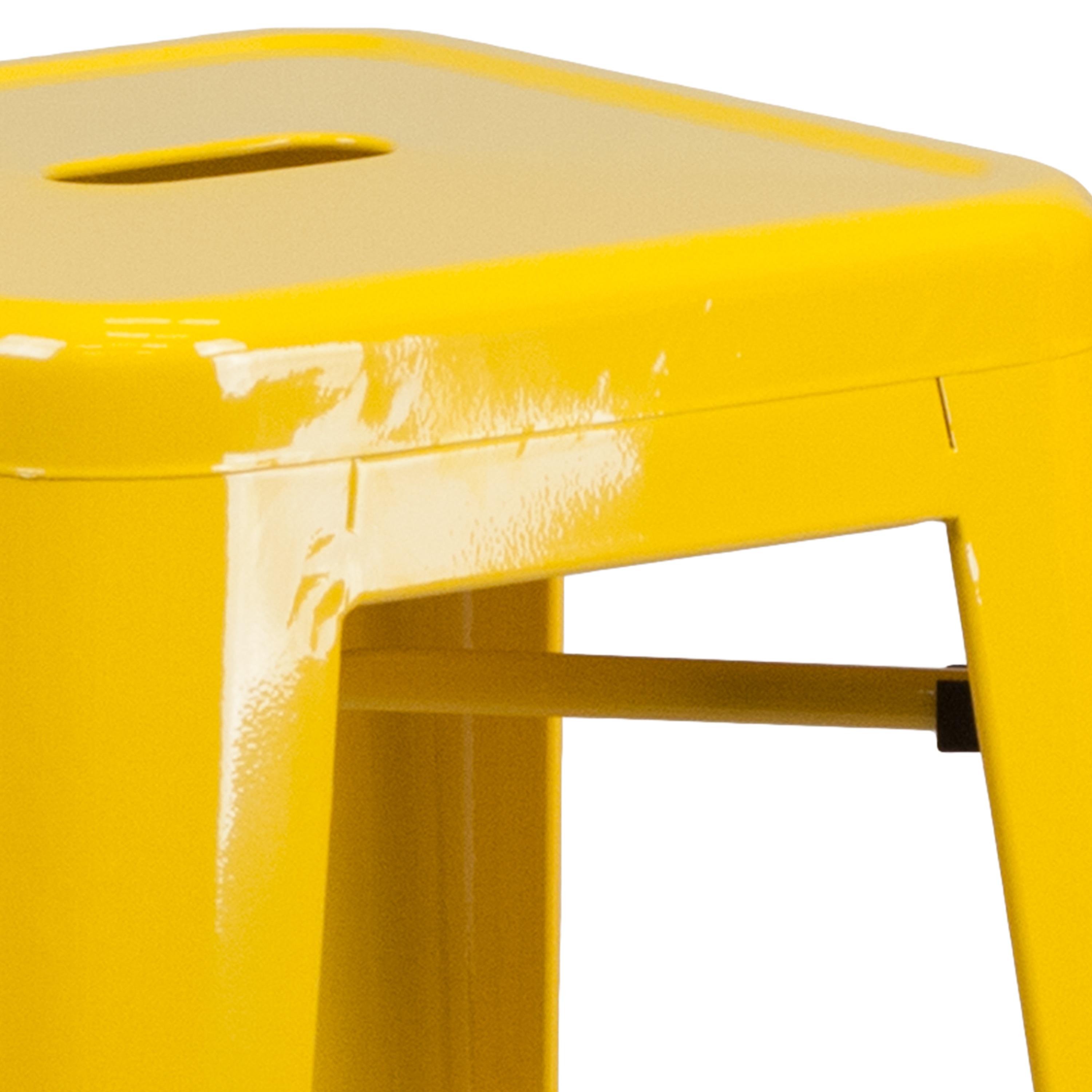 Flash Furniture Commercial Grade 30" High Backless Yellow Metal Indoor-Outdoor Barstool with Square Seat