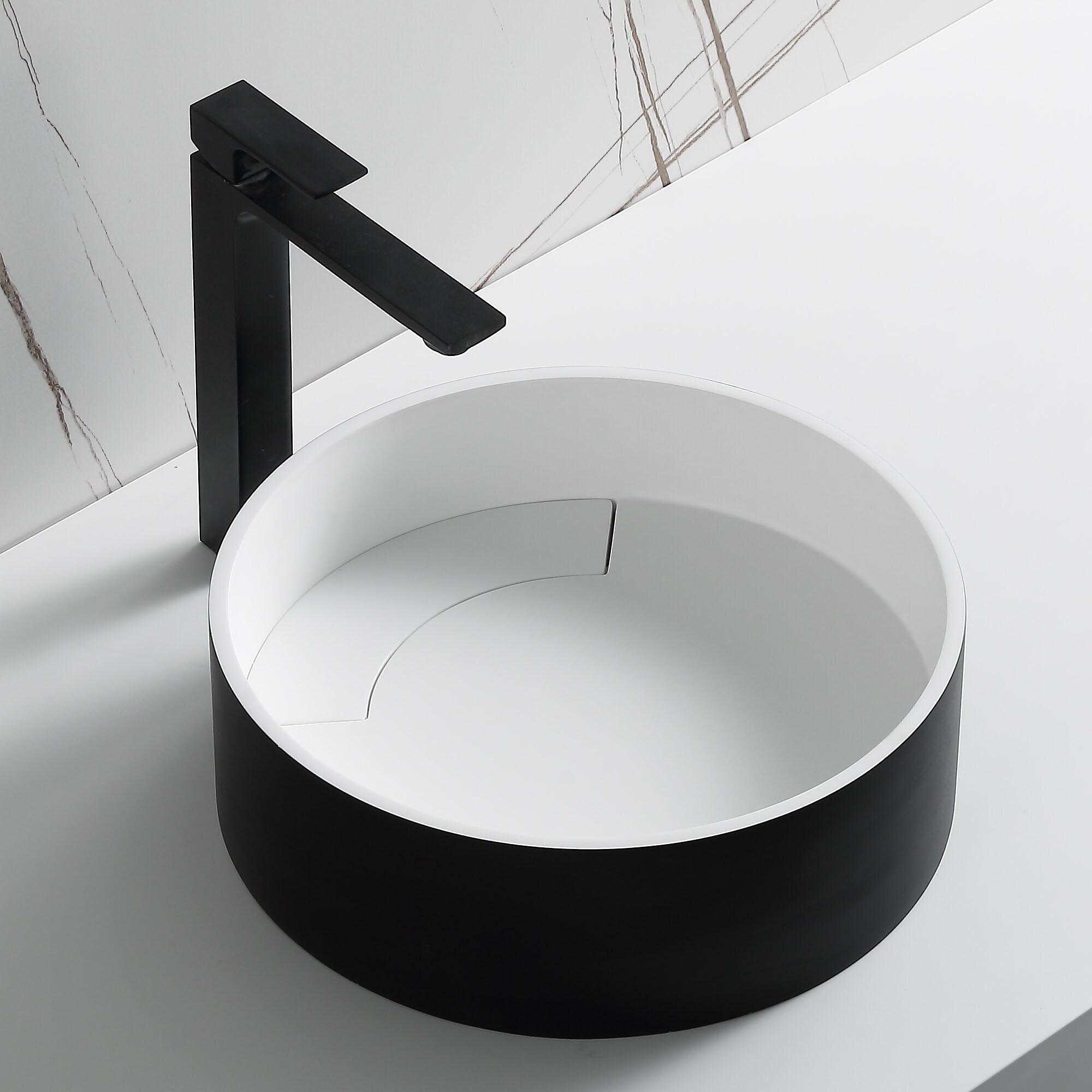 Alfi Brand 15.13'' Black/White Resin Circular Bathroom Sink