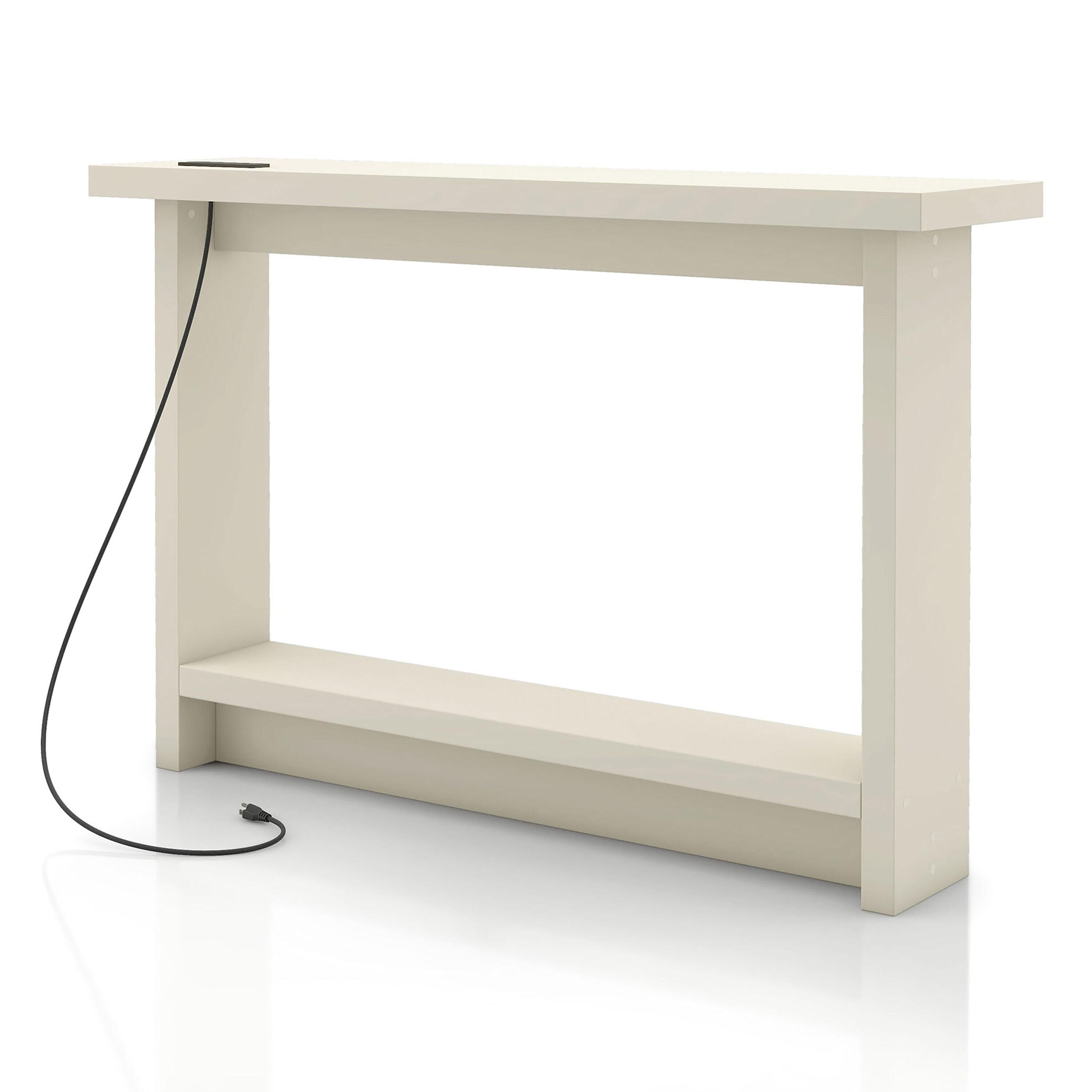 miBasics Nortal 47.24" Console Table Modern 1 Shelf with Usb and Power Ports Soft White