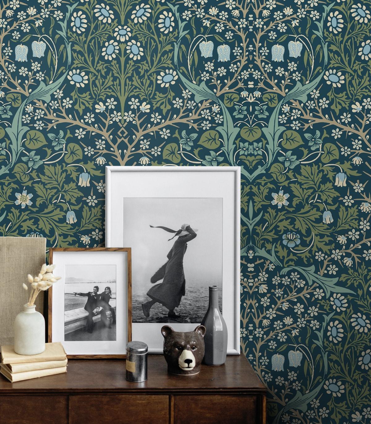 NextWall Victorian Garden Peel and Stick Wallpaper: Removable Vinyl, Vintage Floral, Botanical Matte Finish, 31.35 Sq Ft Coverage