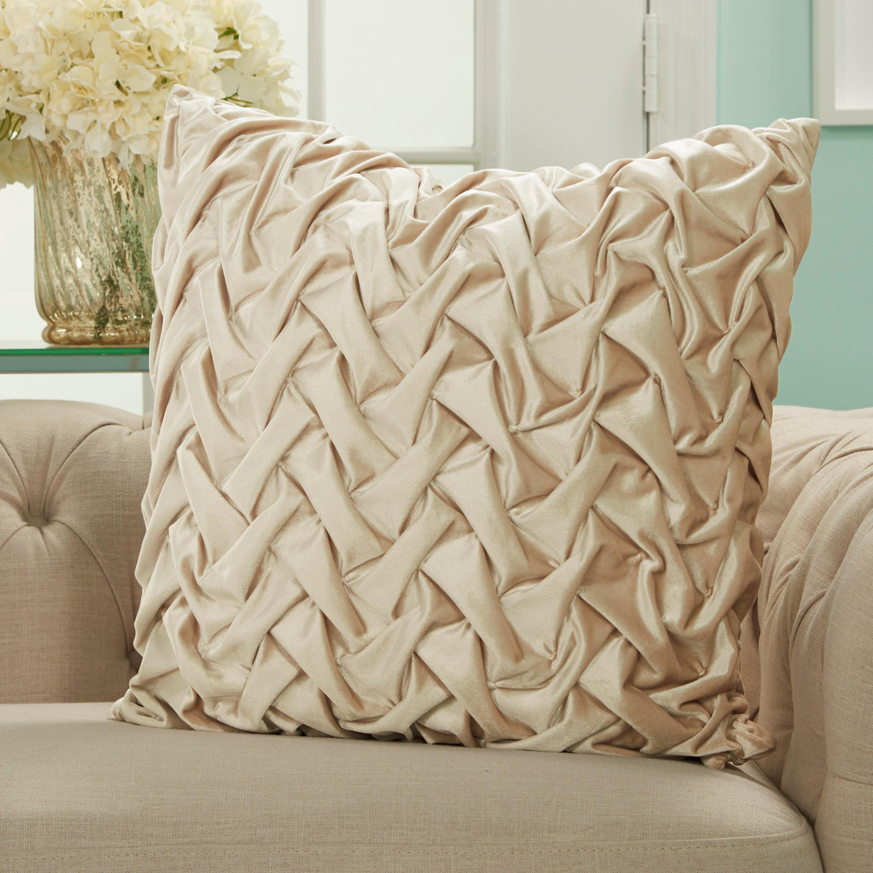 Nourison Life Styles Solid Beige Decorative Throw Pillow , 22" x 22"
