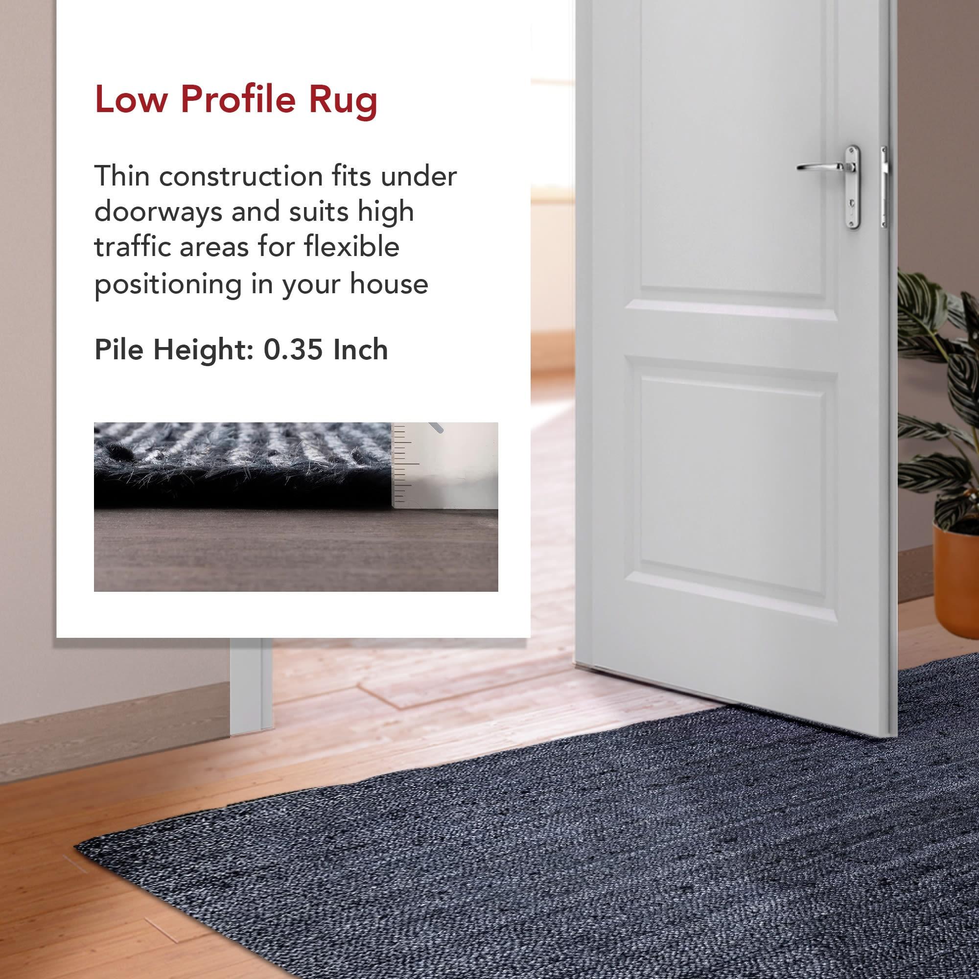 Braided Navy Synthetic 52" Easy Care Handmade Rug