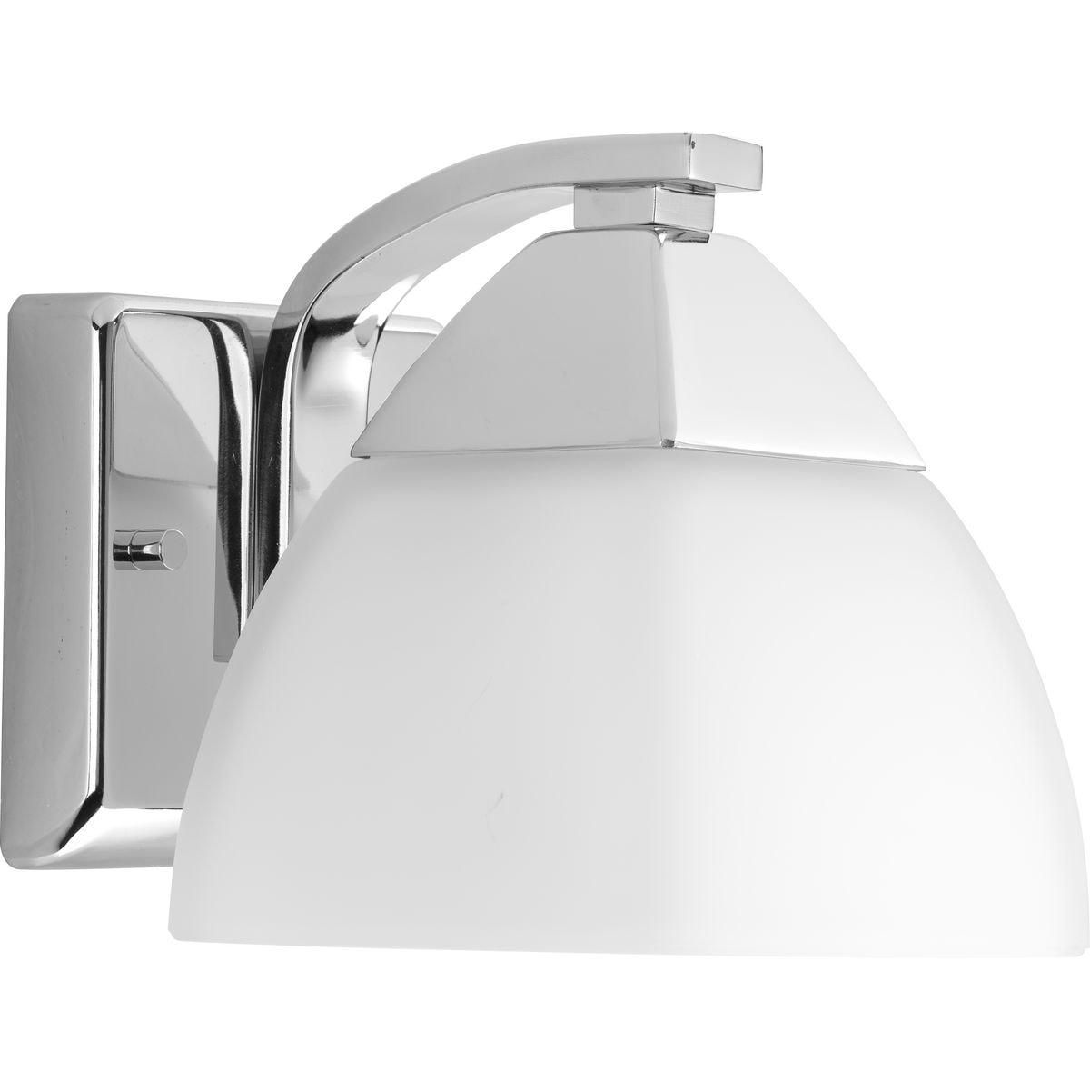 Progress Lighting, Appeal Collection, 1-Light Bath Wall Light, Brushed Nickel, Etched White Glass Shade
