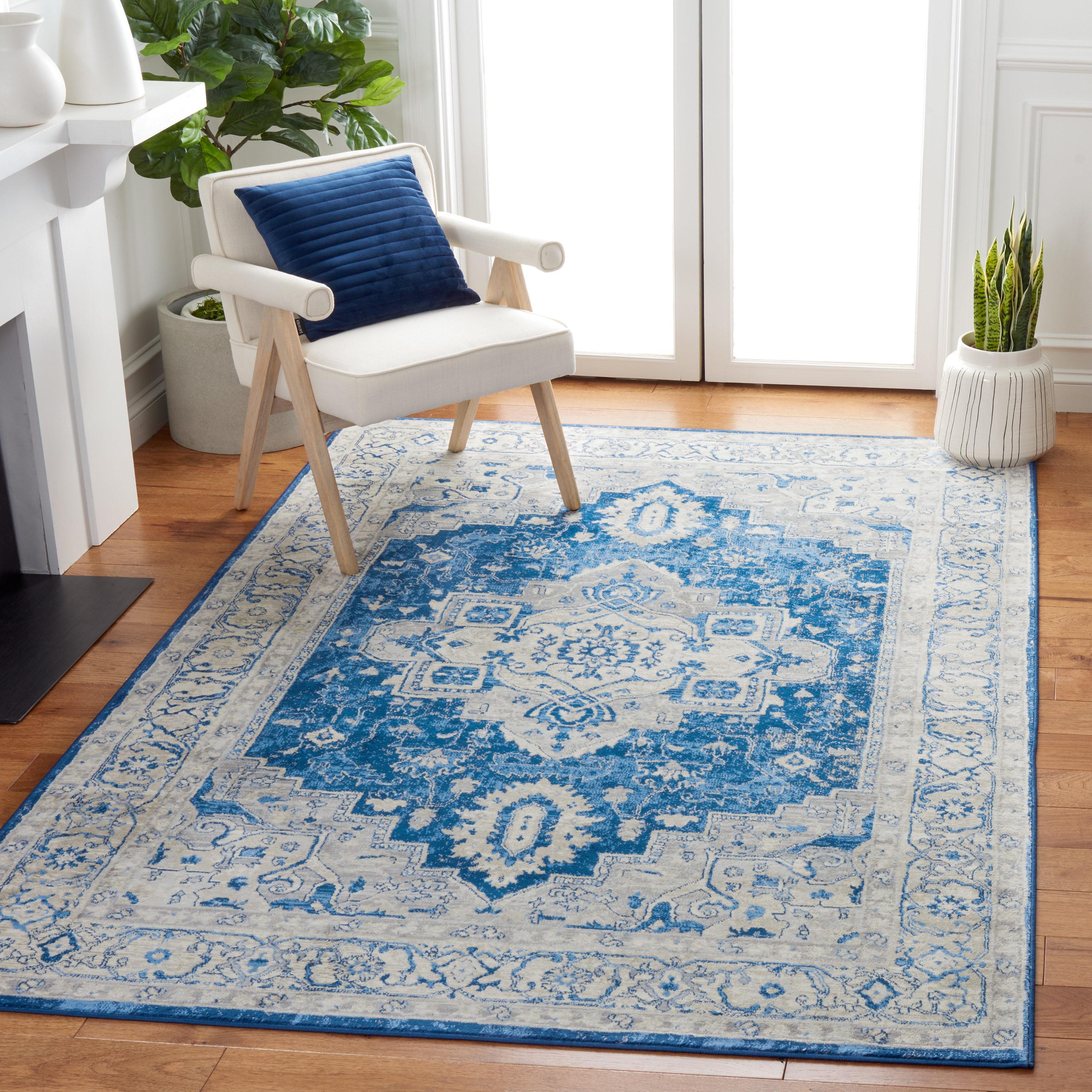 Brentwood BNT851 Power Loomed Indoor Area Rug - Navy/Grey - 6'x9' - Safavieh
