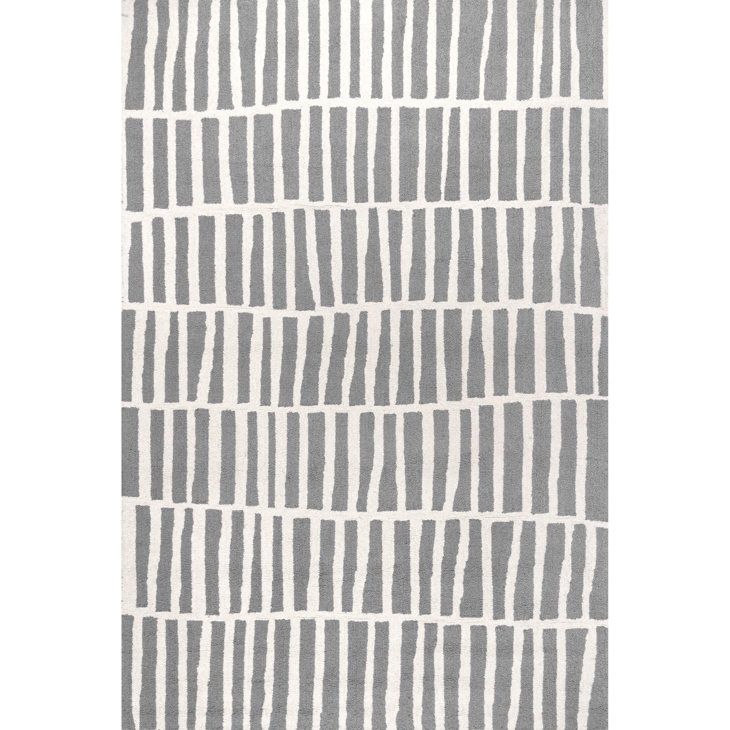 Nuloom Lemuel Geometric 3x5 Wool Accent Indoor Area Rug for Living Room Bedroom Dining Room Entryway Kitchen, Grey/Ivory