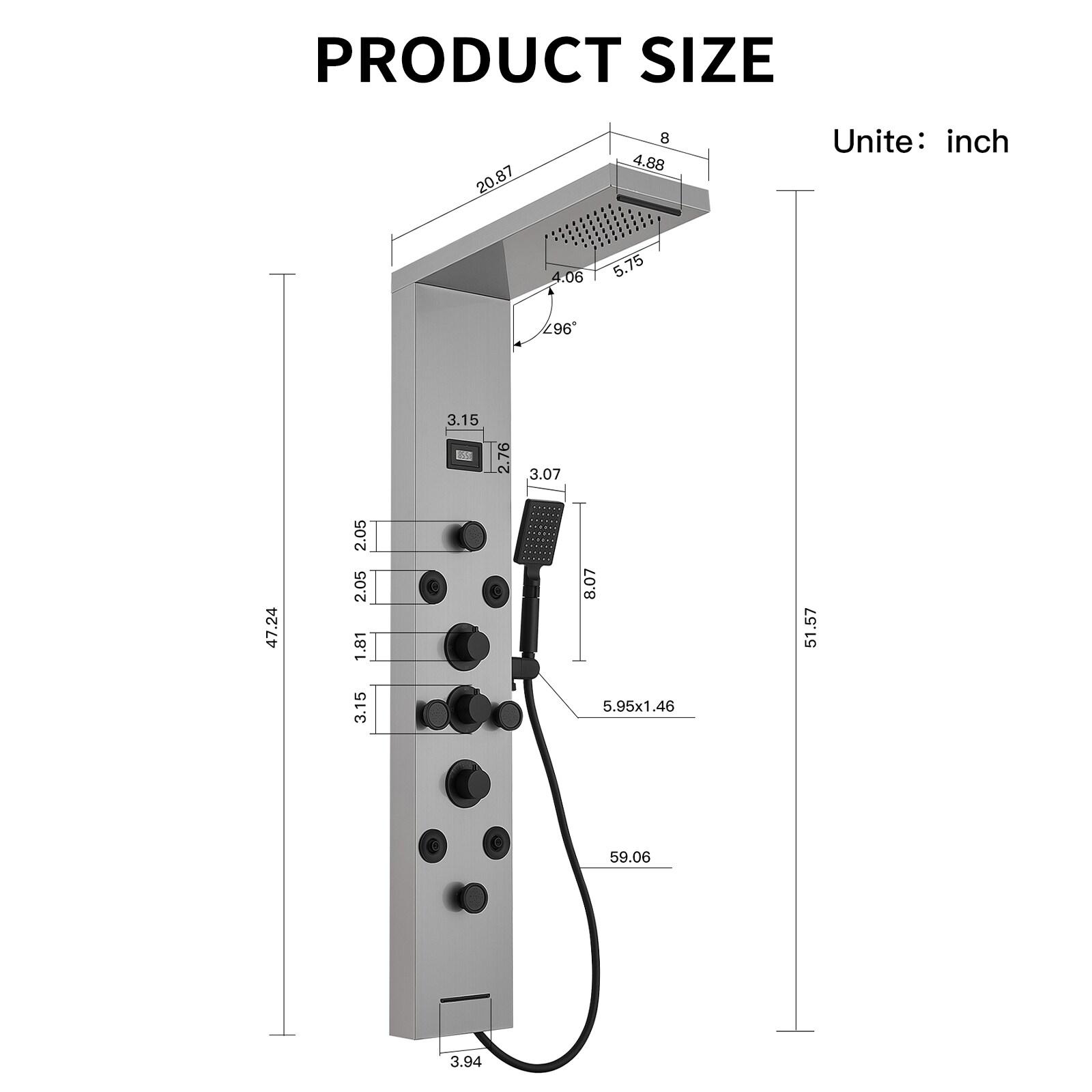 BWE 8-Shower Tower Shower Panel System with Rainfall Shower Head and Shower Wand