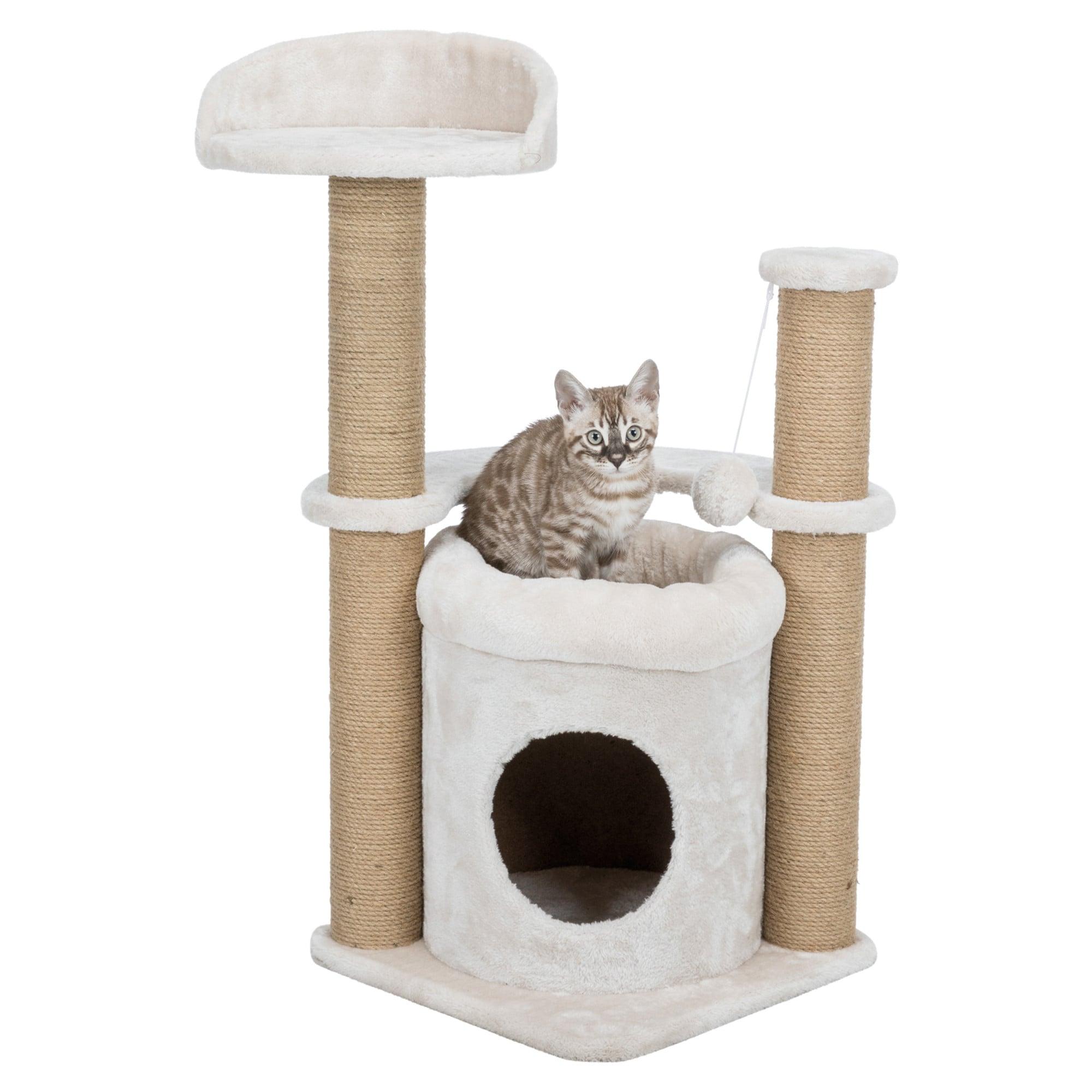 TRIXIE TRIXIE Nayra 32.7" Cat Tree, 3-Level Cat Scratcher, Plush Covered Cat Condo Removable Bed, Platform & Perch