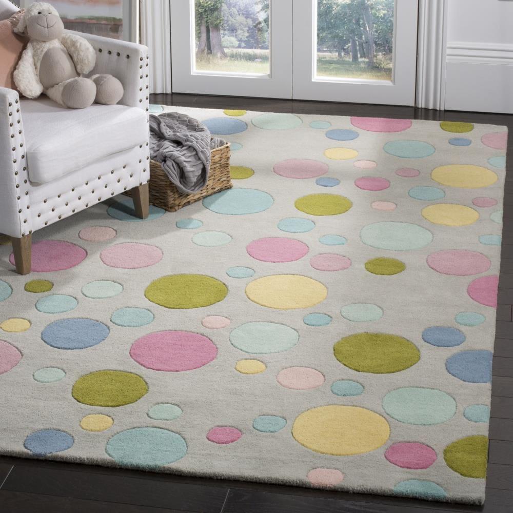 SAFAVIEH Soho Dots Polka Dots Wool Area Rug, Grey/Multi, 5' x 8'