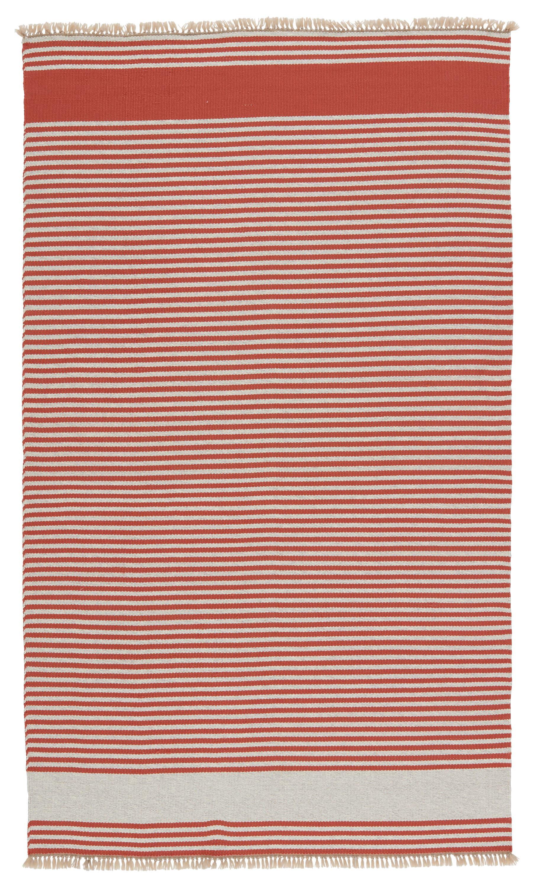 Morro Bay Red and Beige Striped 2'x3' Handwoven Rug