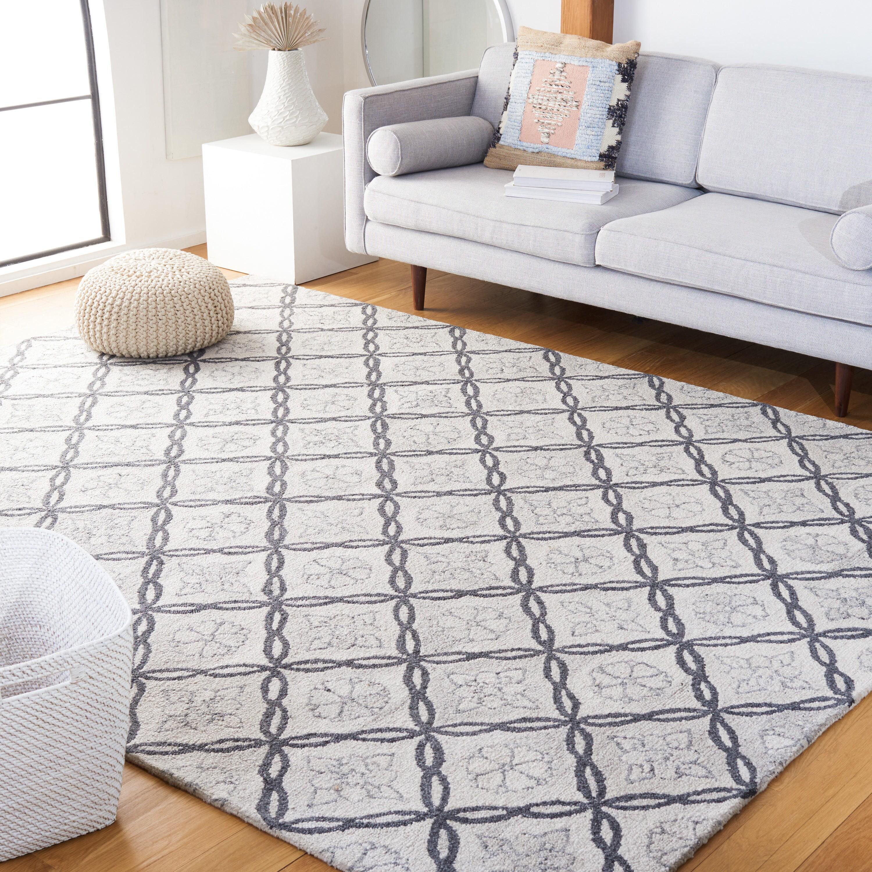 Marquee MRQ118 Hand Tufted Indoor Area Rug - Ivory/Grey - 6'x6' - Safavieh