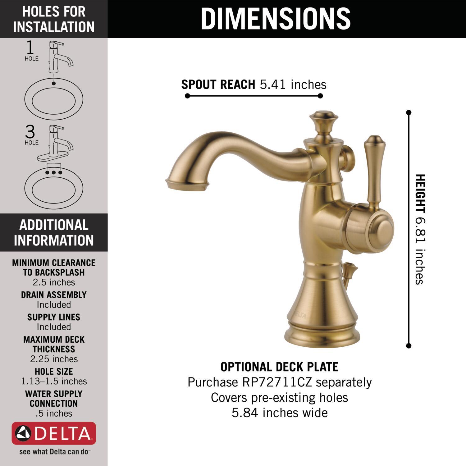 Cassidy™ Single Hole Bathroom Faucet with Drain Assembly