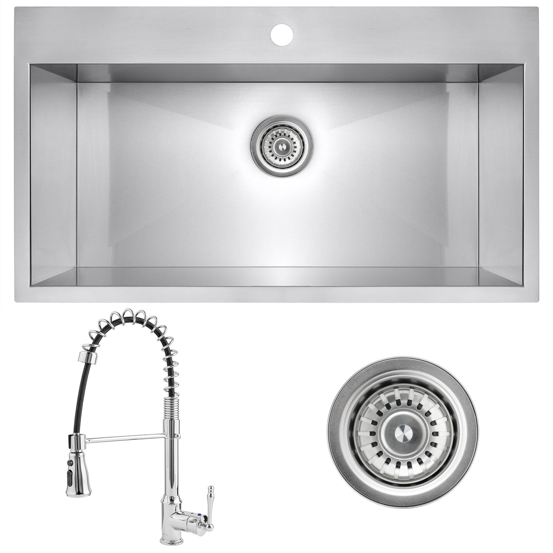 33" x 22" Drop-In Kitchen Sink with Faucet