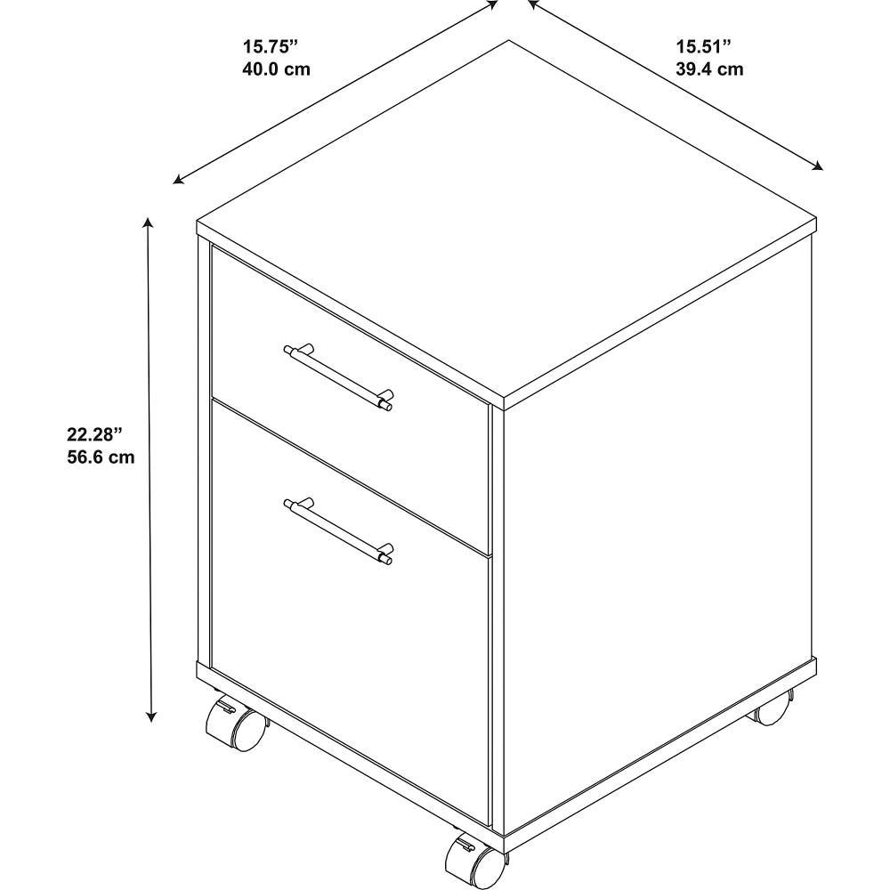 Bush Furniture Key West Mobile File Cabinet, 2 Drawer, Pure White Oak