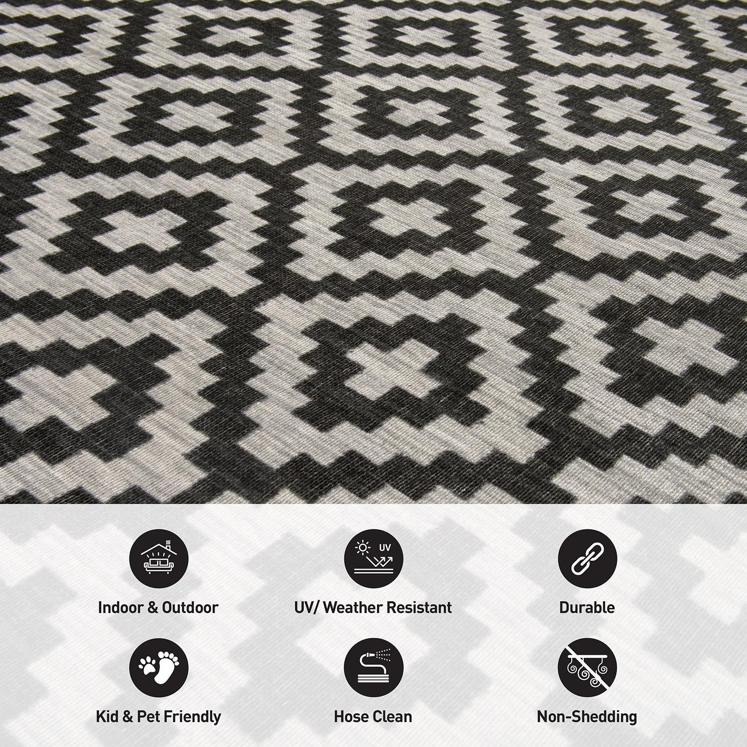 World Rug Gallery Contemporary Geometric Trellis Indoor/Outdoor Area Rug - GRAY 5' X 7'